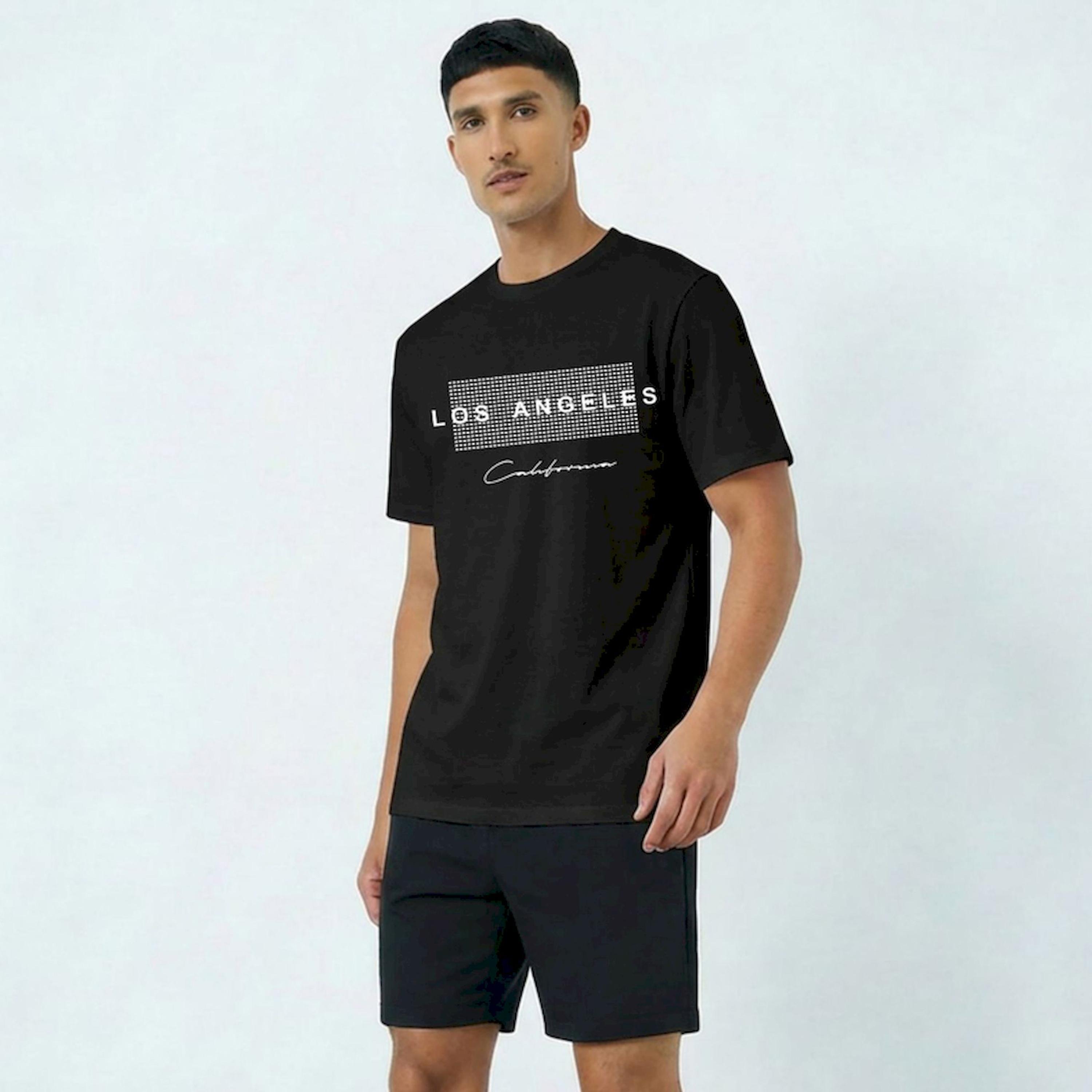Take Two Men Black Graphic Print Short Sleeve T-Shirt and Shorts Co-Ords-men-clothing-coordsets-image-1