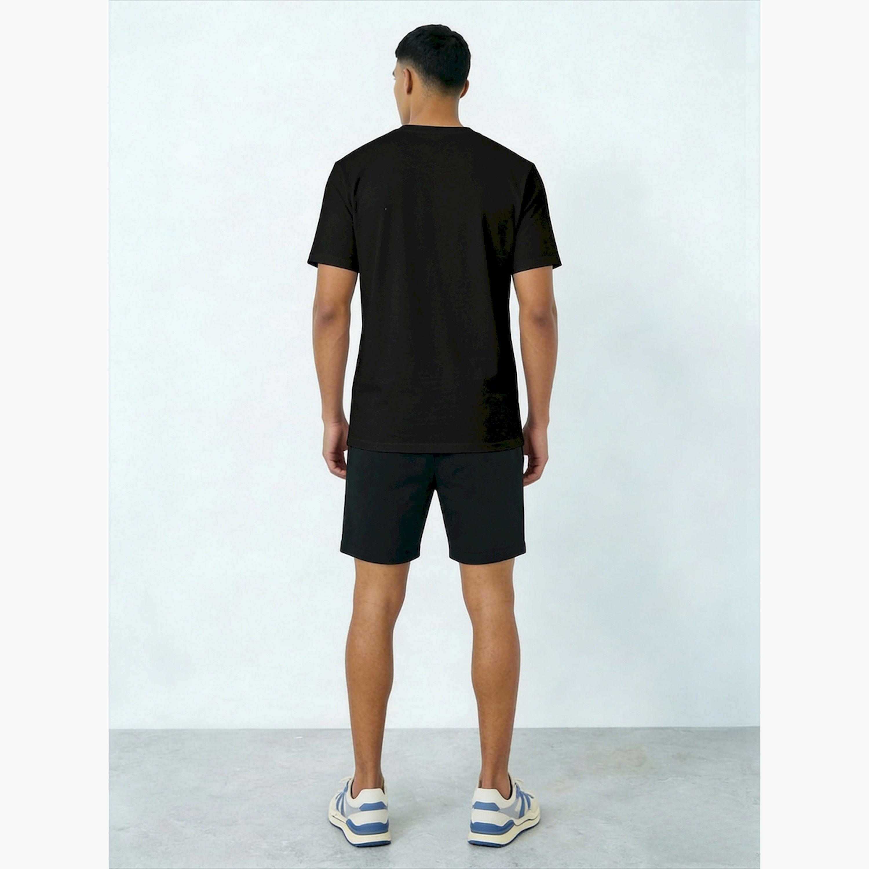 Take Two Men Black Graphic Print Short Sleeve T-Shirt and Shorts Co-Ords-men-clothing-coordsets-image-2