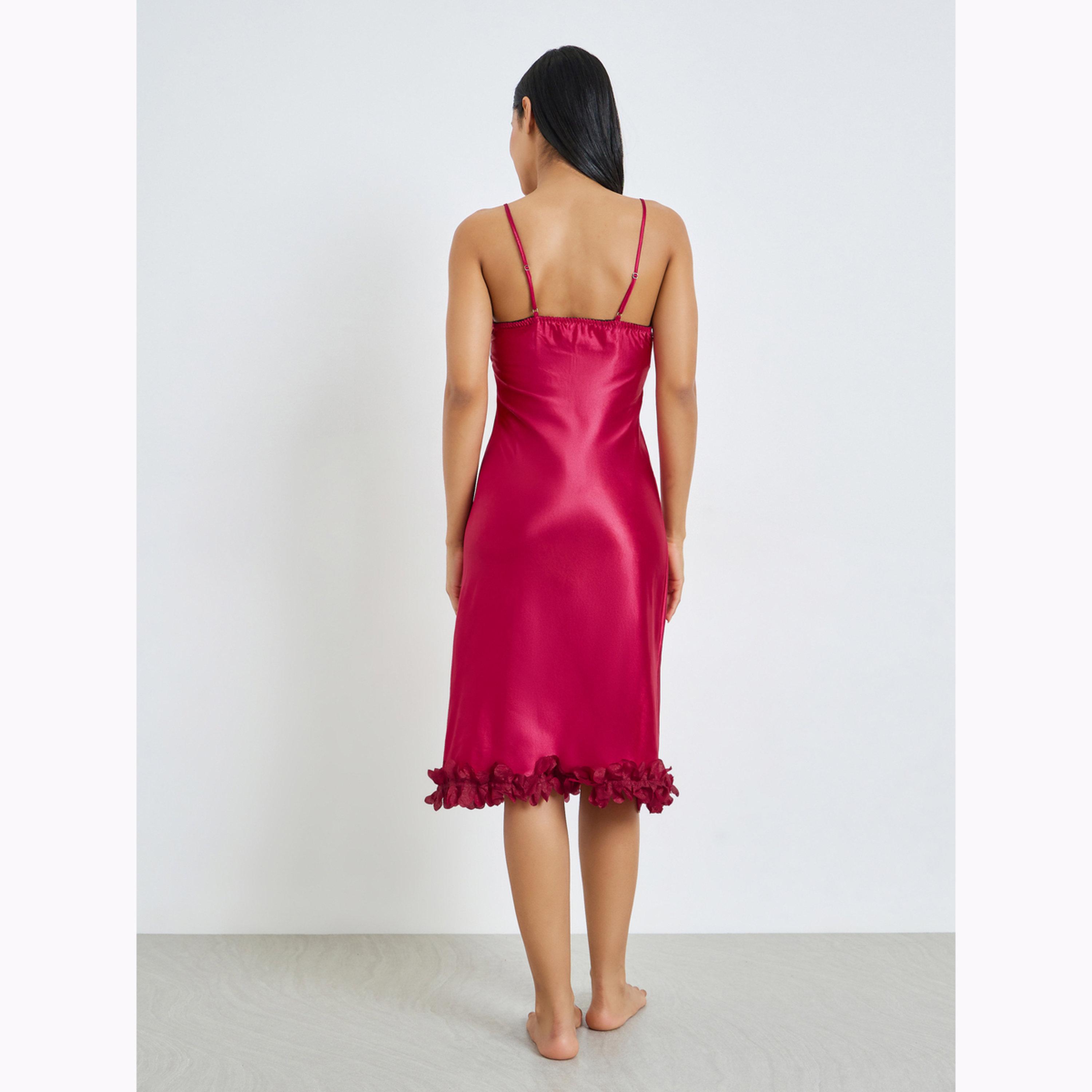 فستان بحمالات وتفاصيل زهور ثلاثية الأبعاد-women-clothing-nightwear-nighties-image-3