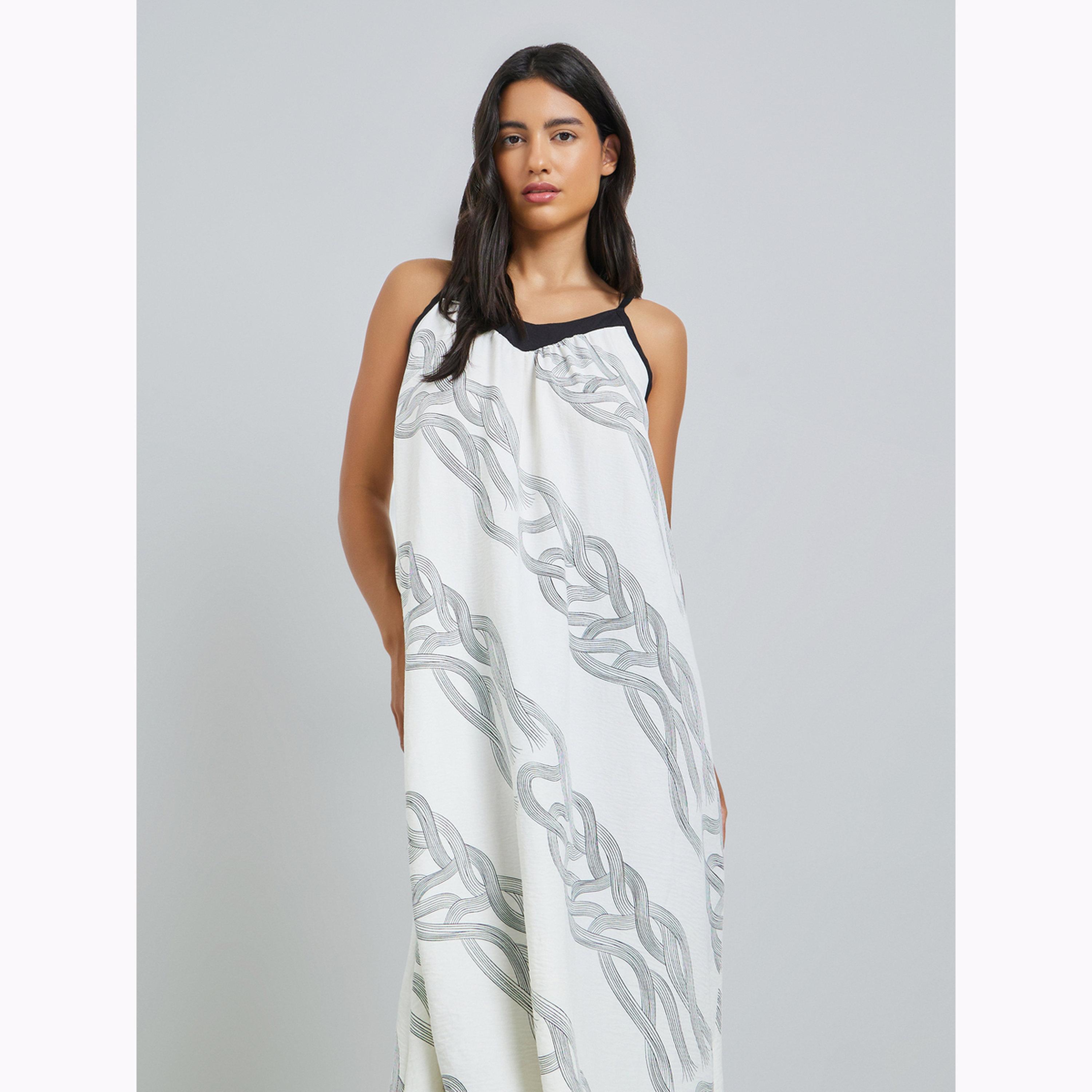 فستان بحمالات متباينة قطن مطبوع-women-clothing-nightwear-nighties-image-2