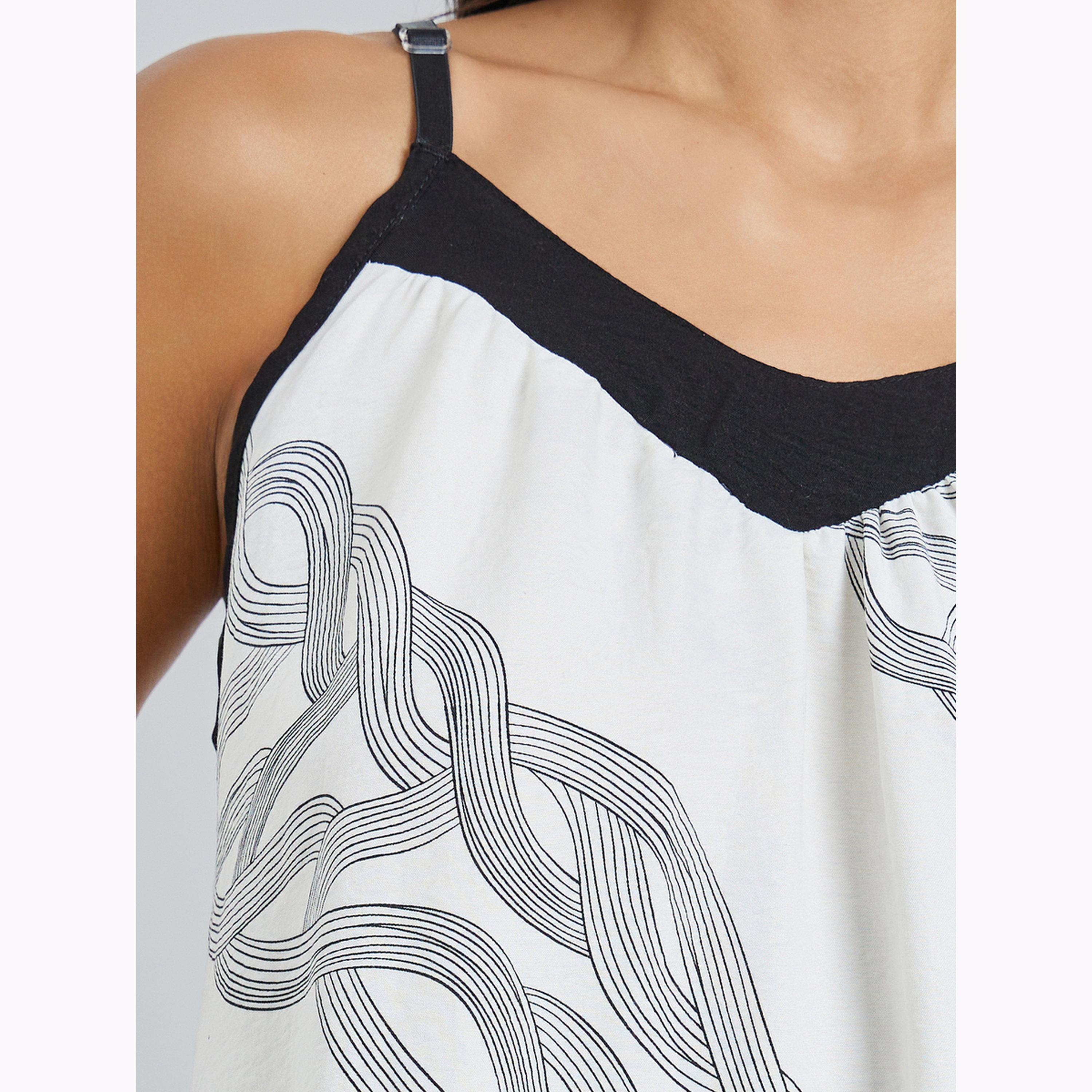 Styli Cotton Contrast Strap Printed Slip Dress-women-clothing-nightwear-nighties-image-4