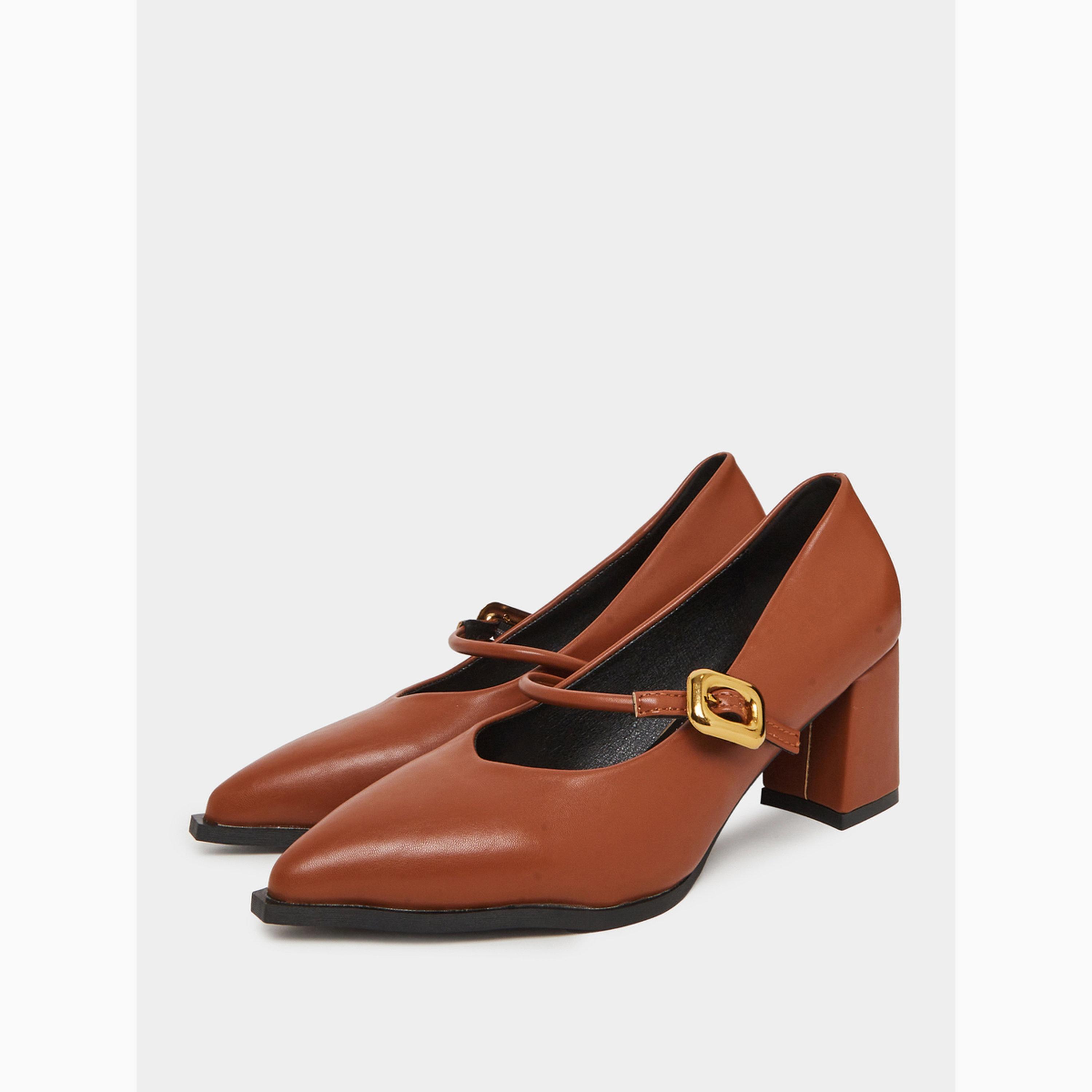Take Two Coffee Brown Pointed Toe Block Heel Sandals-women-shoes-heels-image-1