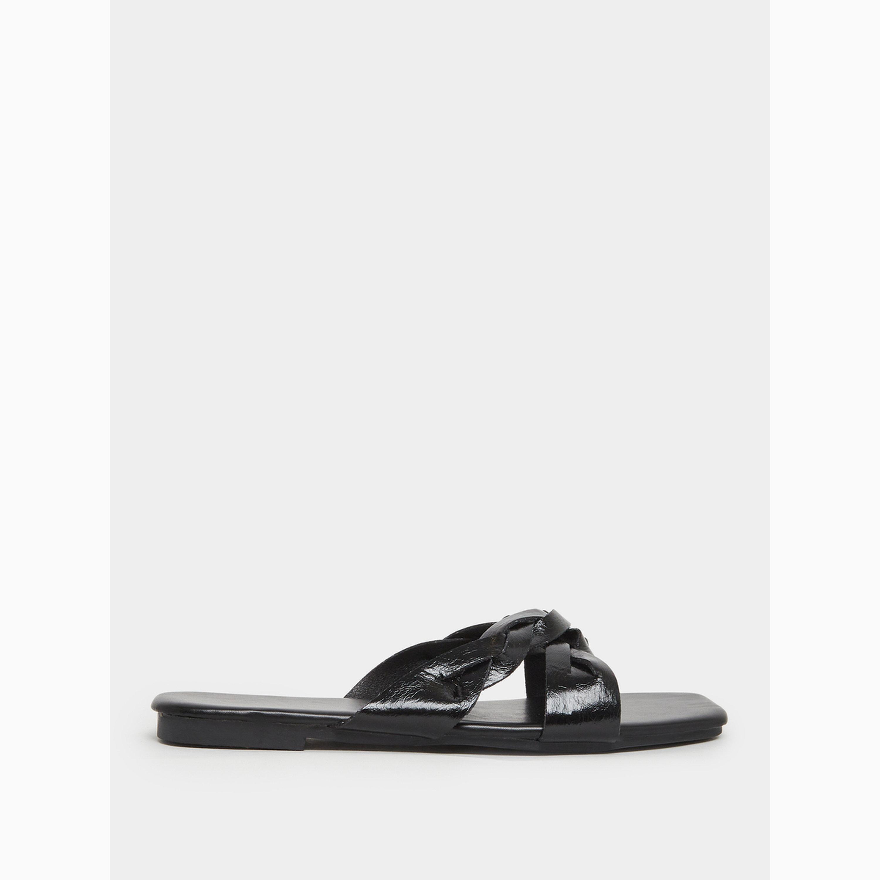 صندل فلات بسيور متقاطعة وجدائل-women-shoes-sandals-flats-image-2