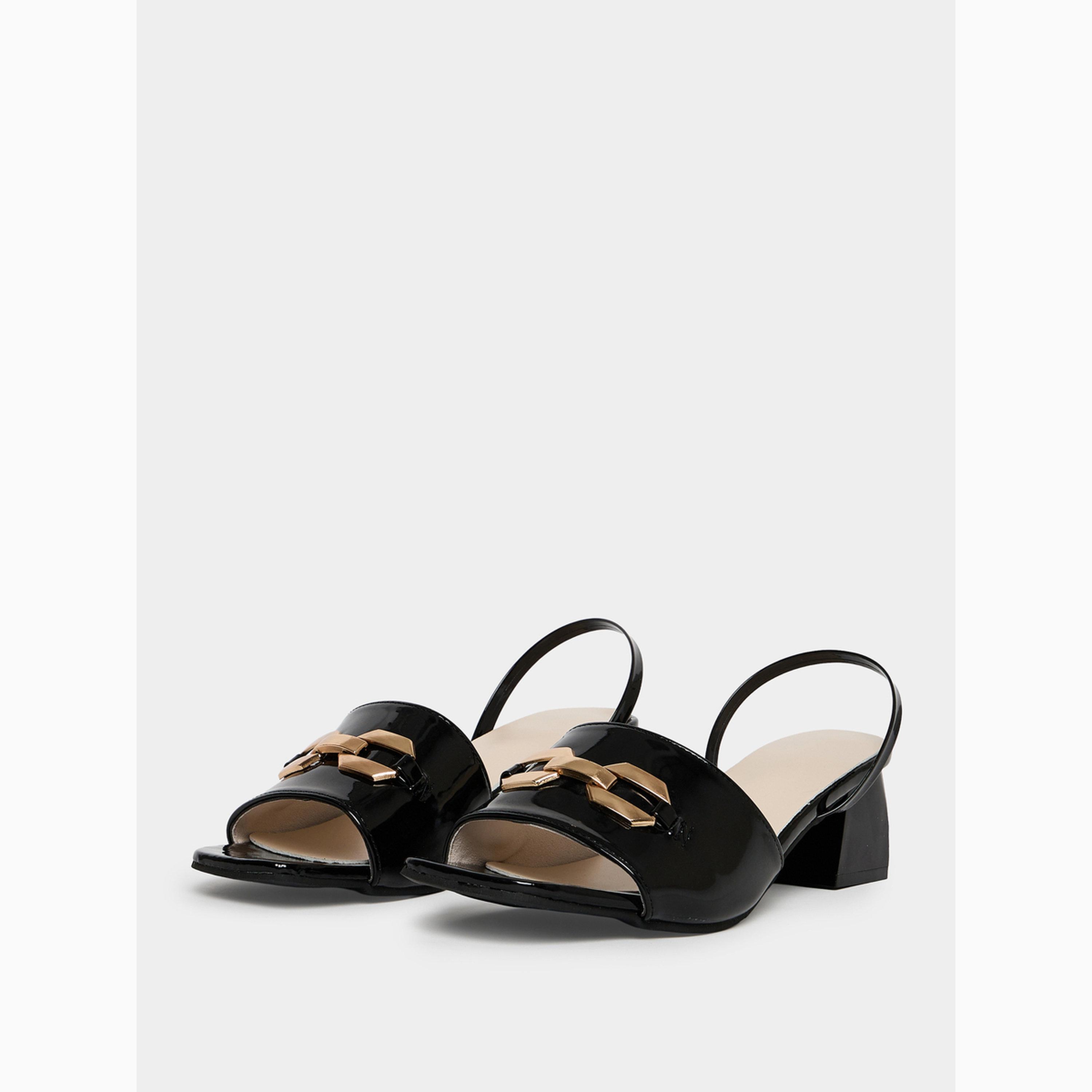 Take Two Black Patent Block Heel Slingback Sandals-women-shoes-heels-image-1