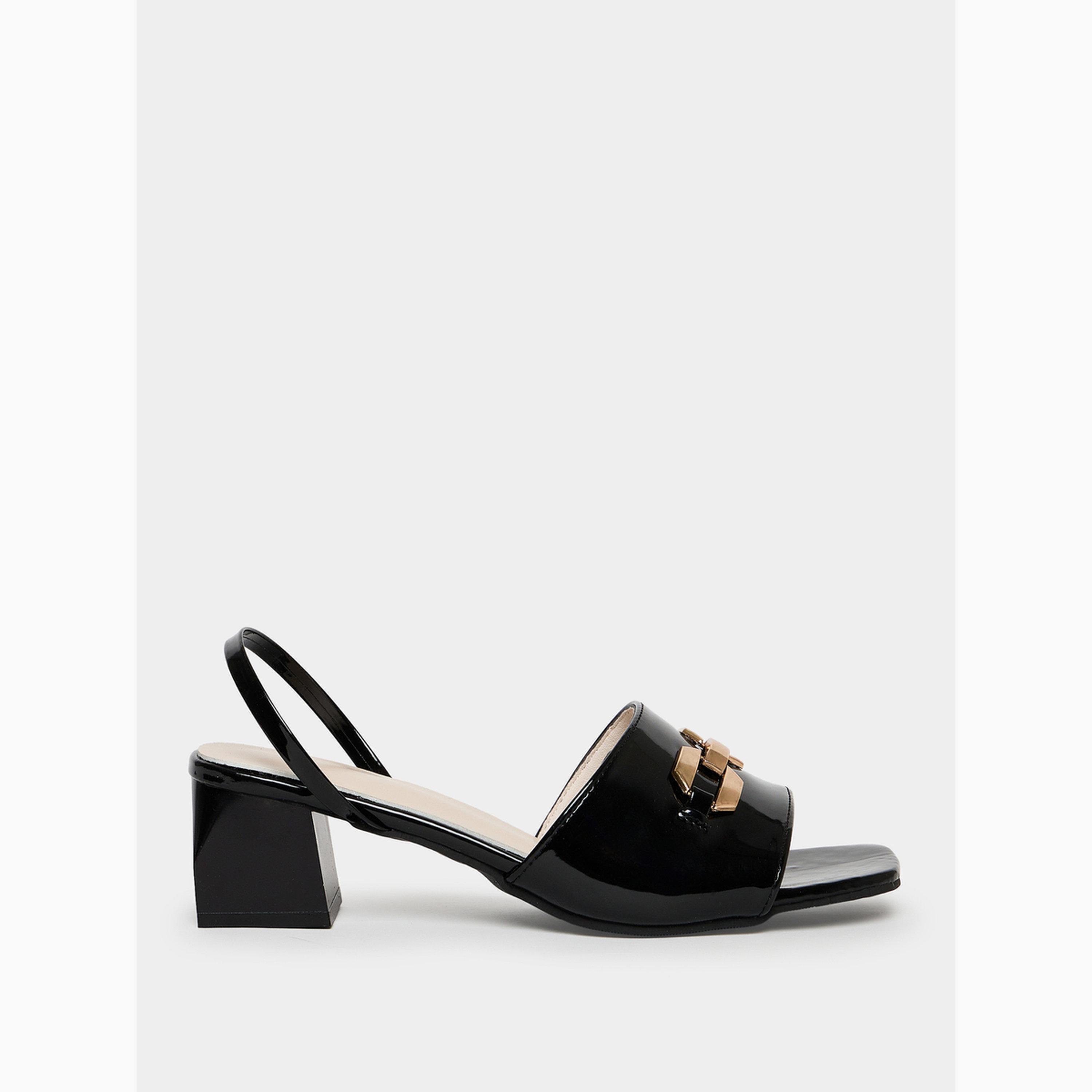 Take Two Black Patent Block Heel Slingback Sandals-women-shoes-heels-image-2