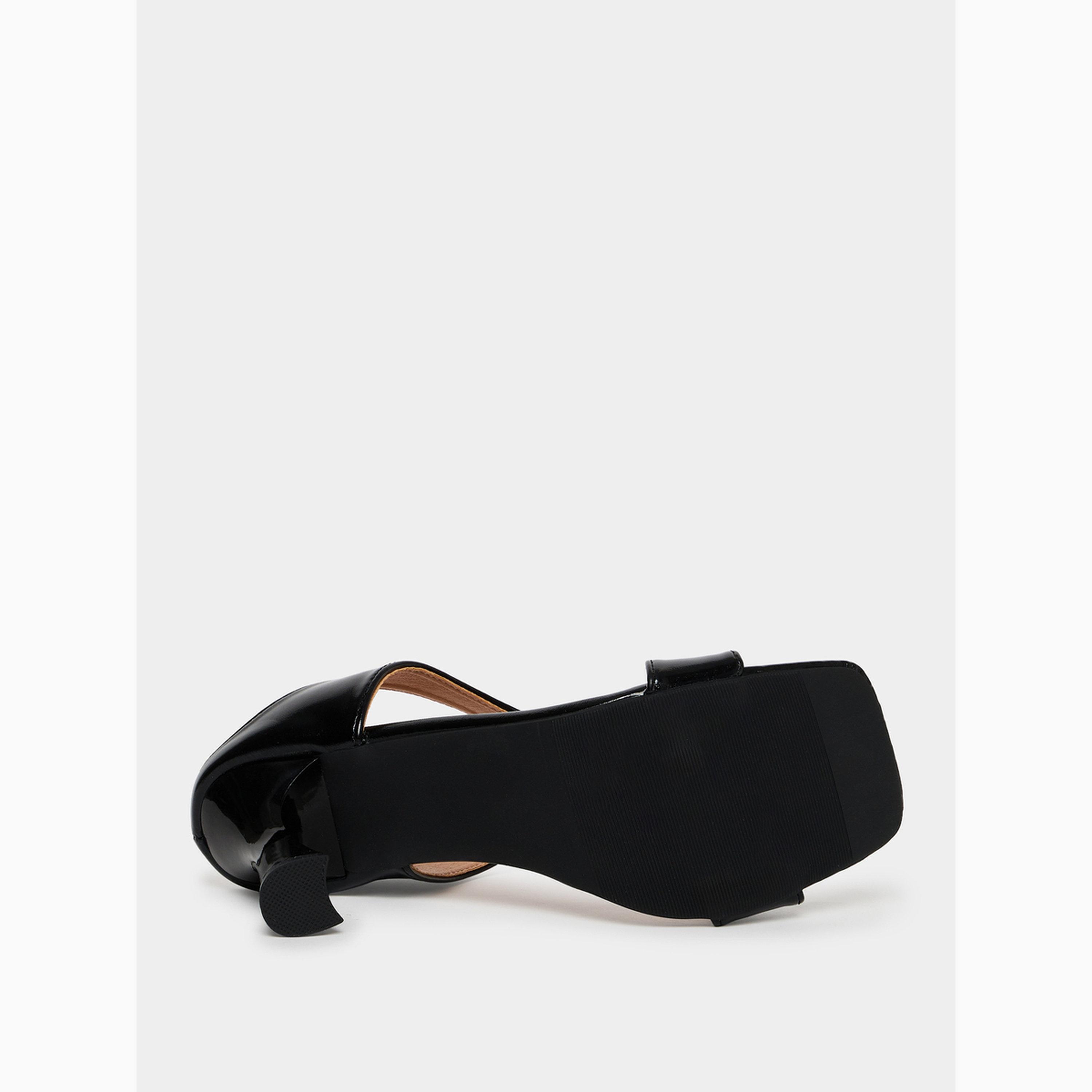 Take Two Black Solid Slip-On Sandals-women-shoes-heels-image-6