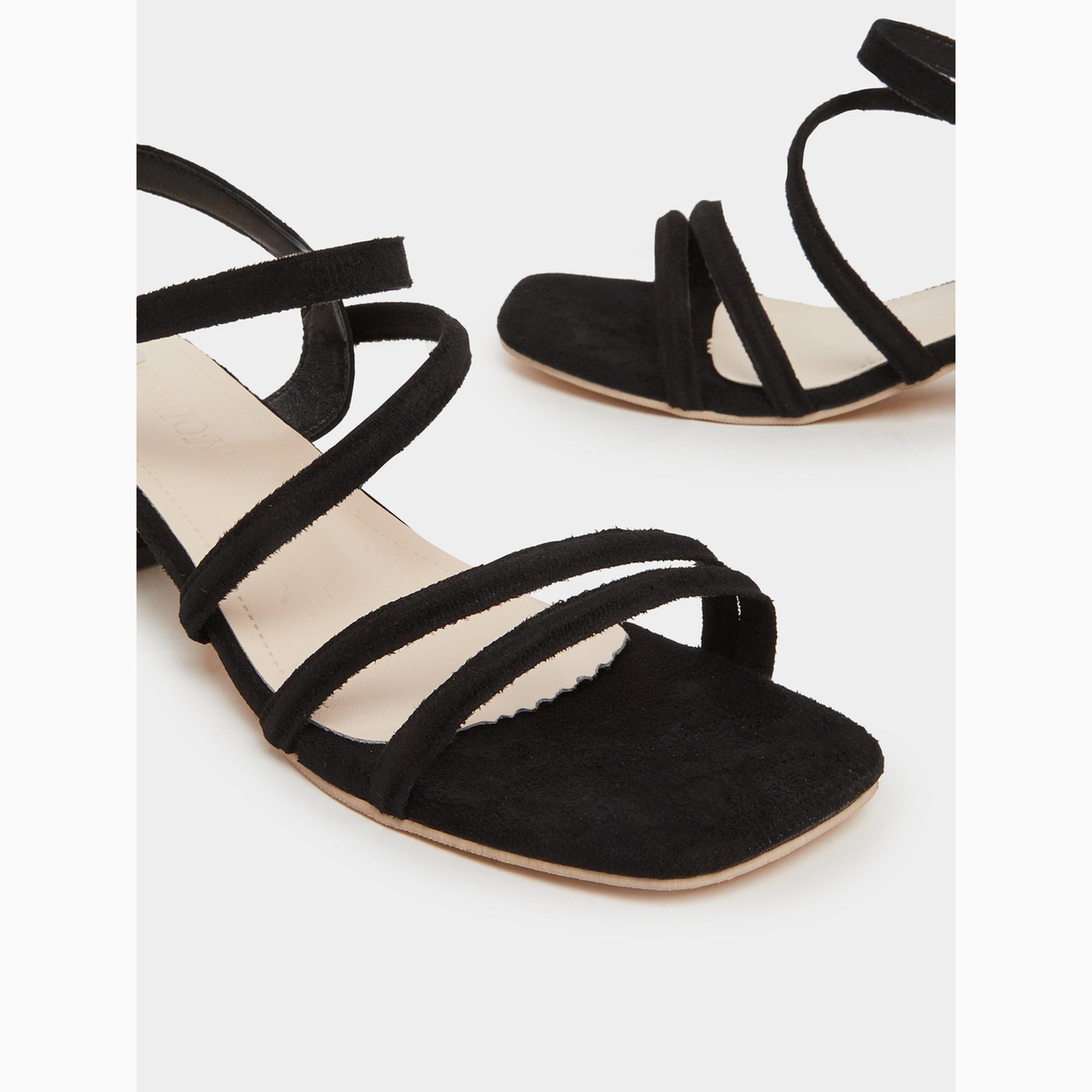 Take Two Black Cross Straps Block Heel Sandals-women-shoes-sandals-heeled-image-3