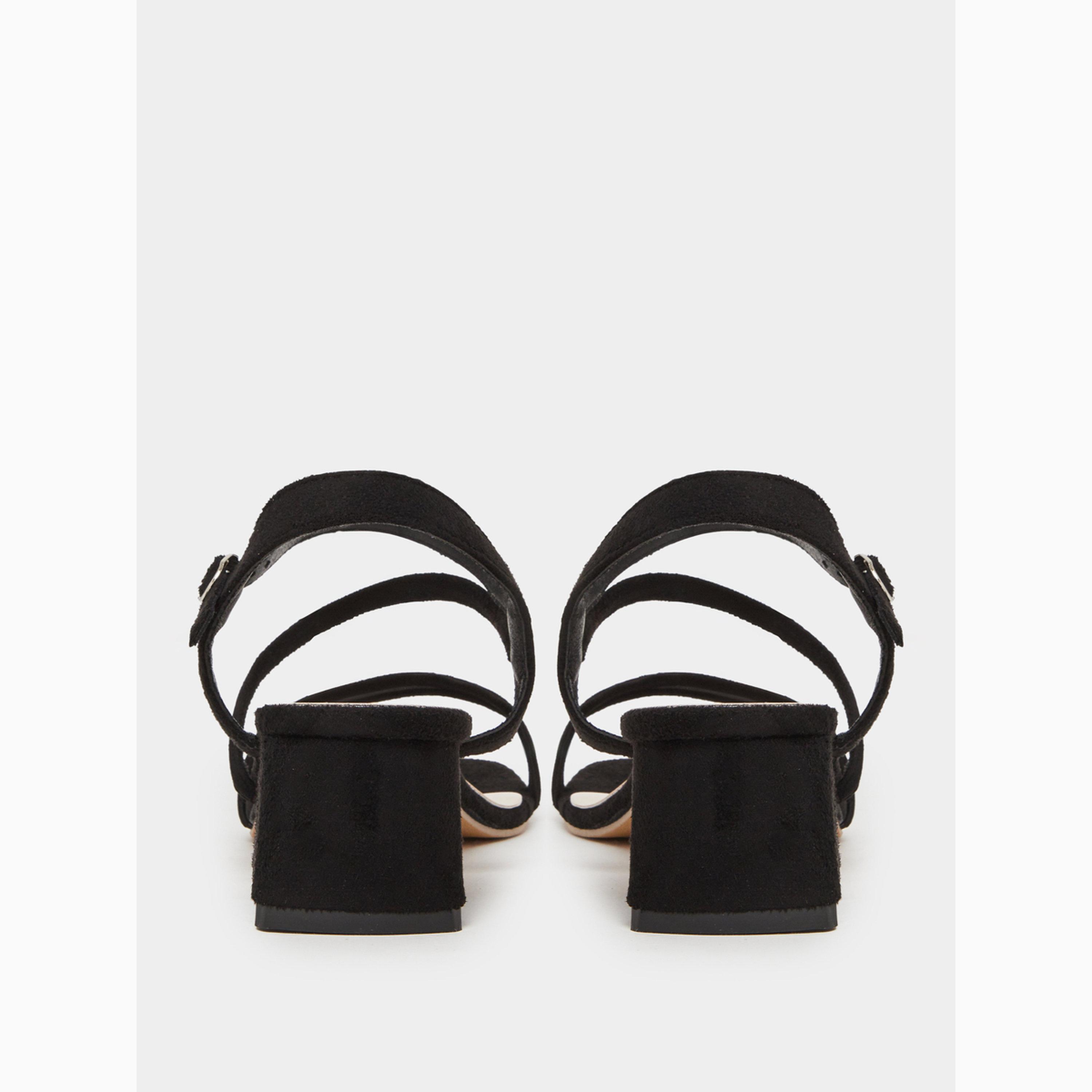 Take Two Black Cross Straps Block Heel Sandals-women-shoes-sandals-heeled-image-4