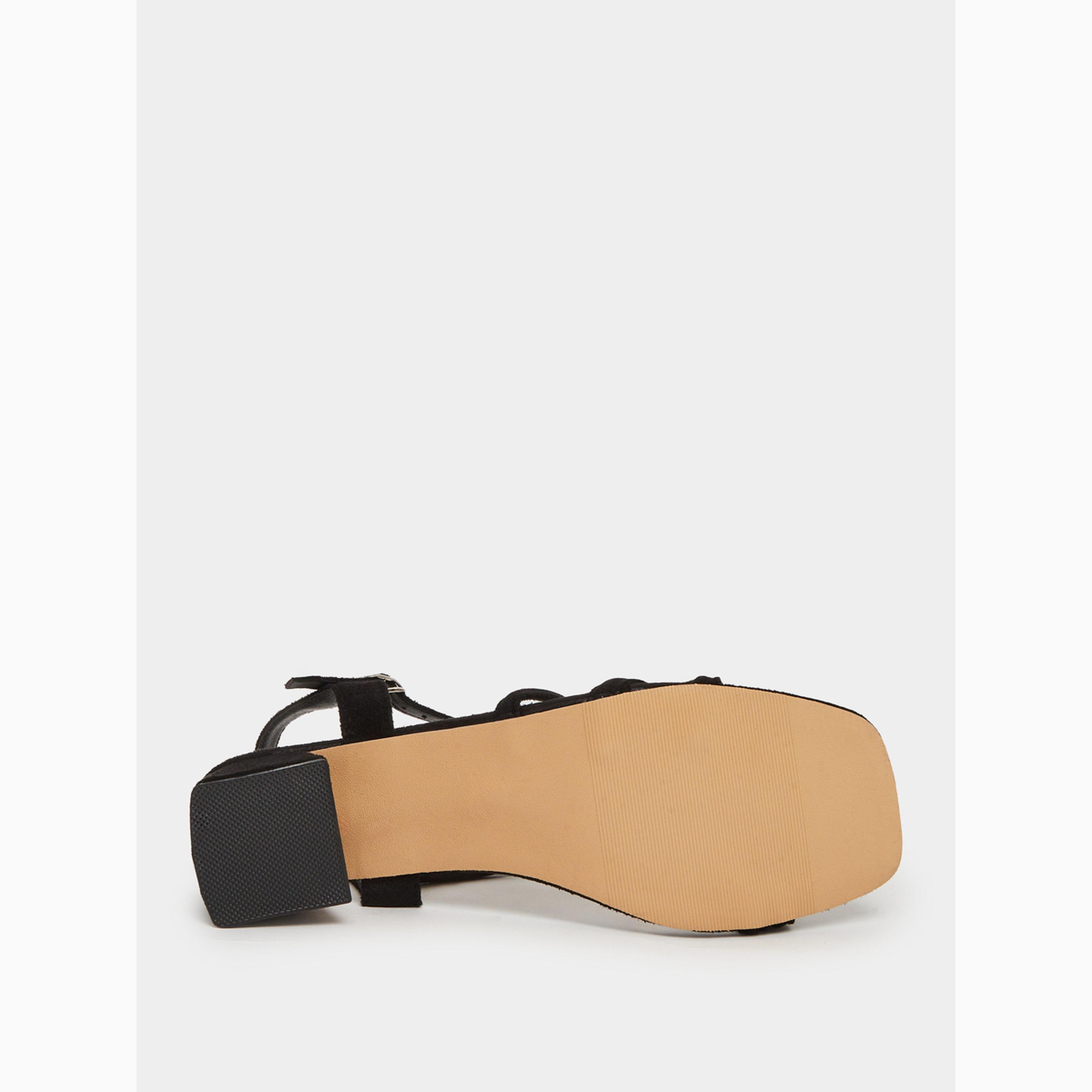Take Two Black Cross Straps Block Heel Sandals-women-shoes-sandals-heeled-image-6