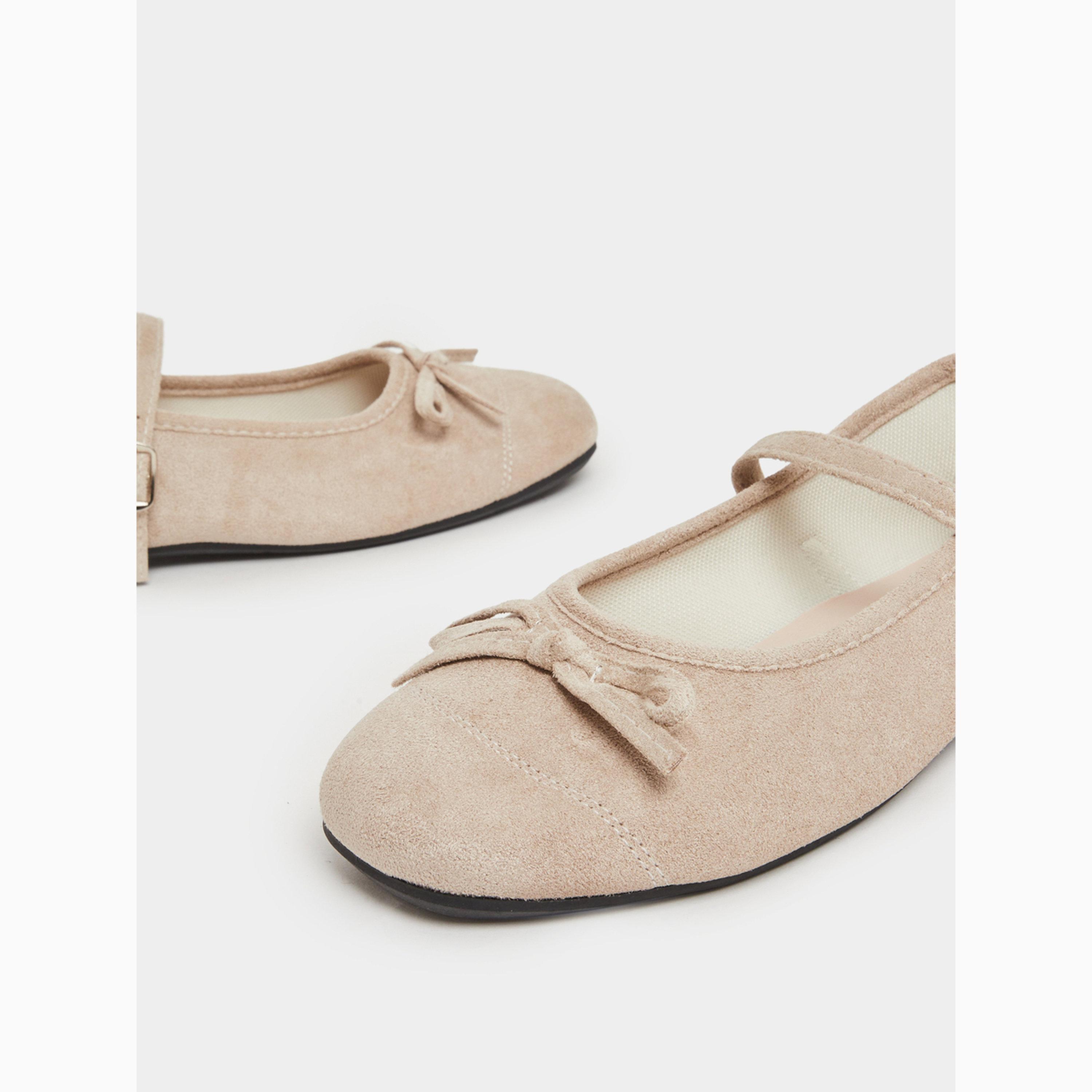 Take Two Beige Bow Detail Flat Sandals-women-shoes-ballerinas-image-3