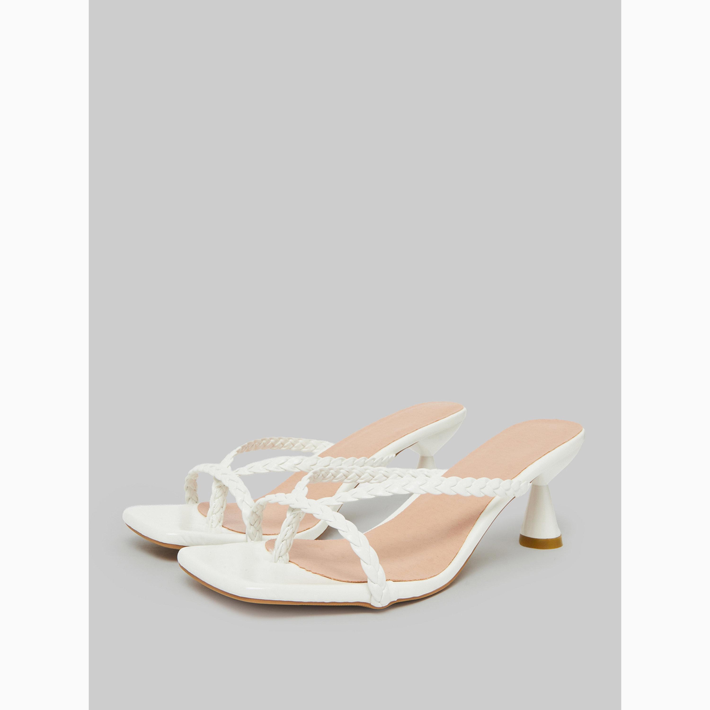 Take Two White Braided Strap Kitten Heel Sandals-women-shoes-sandals-heeled-image-1