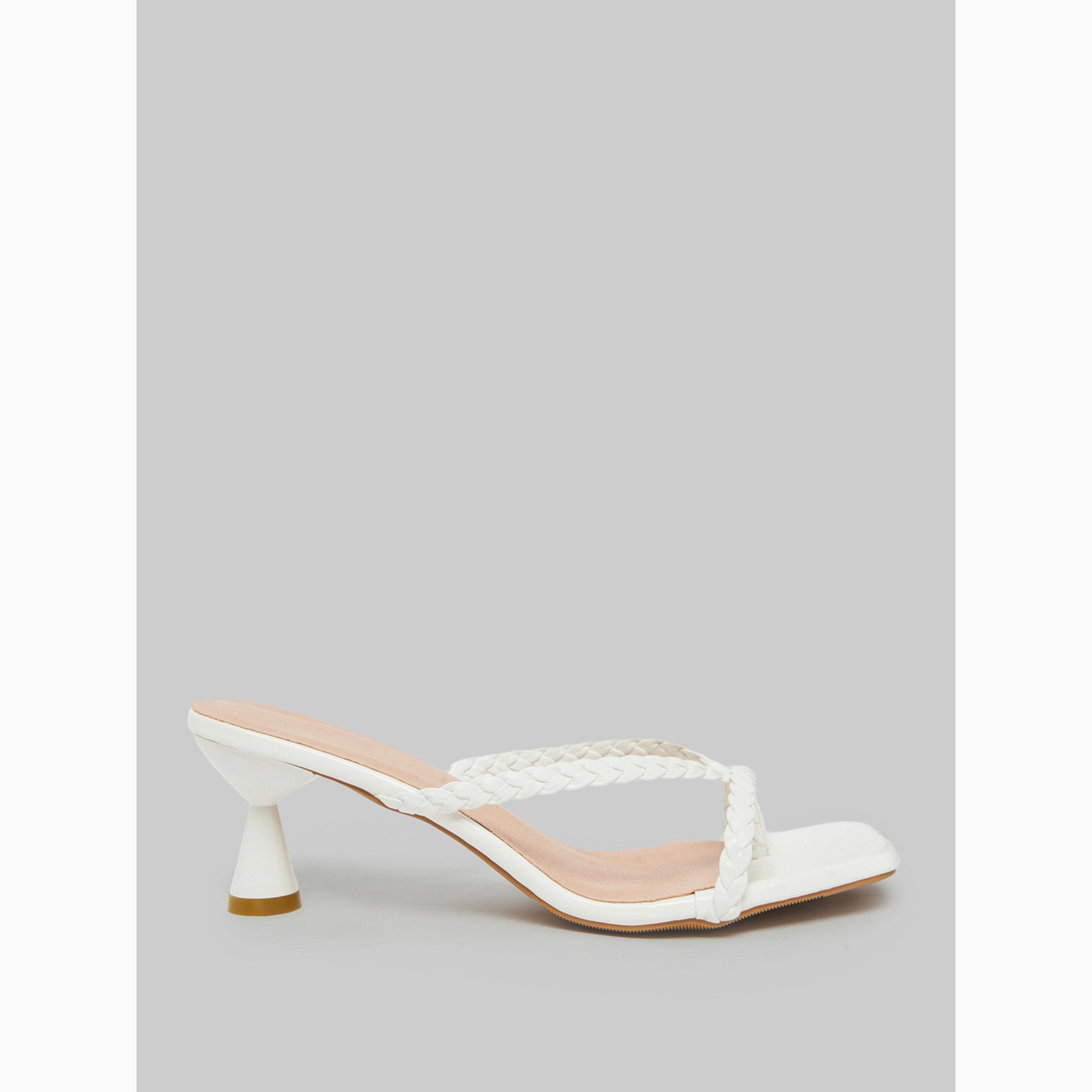 Take Two White Braided Strap Kitten Heel Sandals-women-shoes-sandals-heeled-image-2