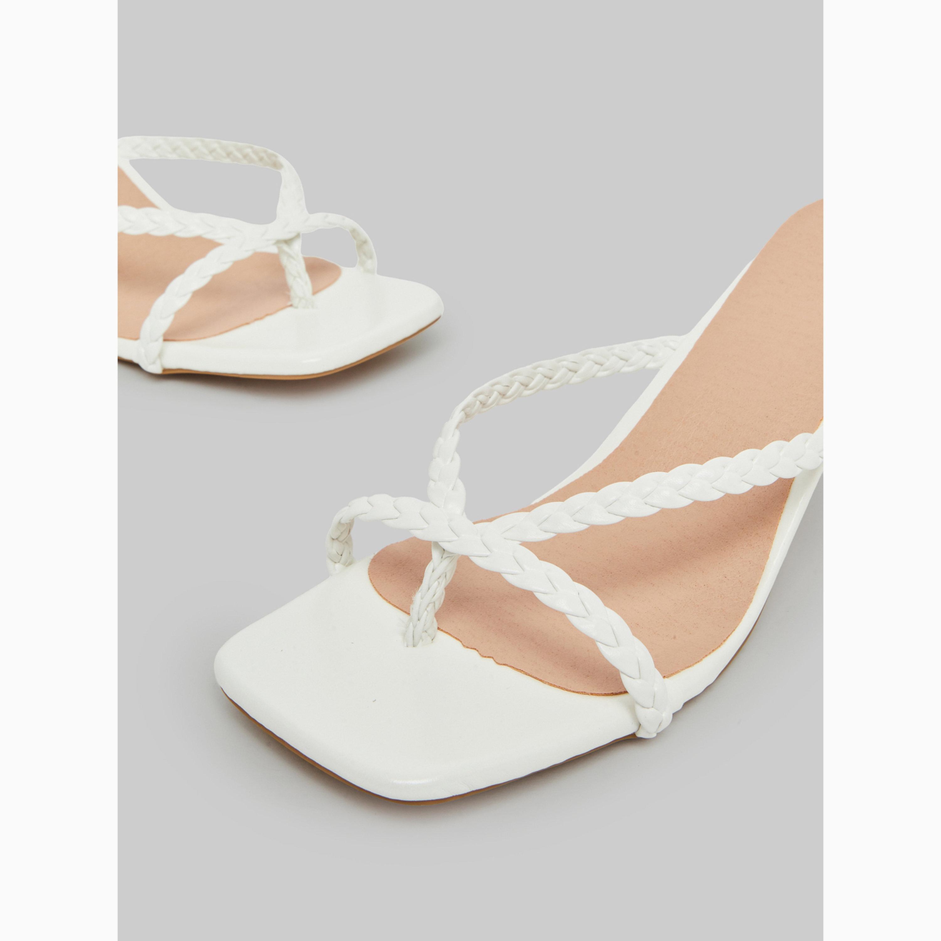Take Two White Braided Strap Kitten Heel Sandals-women-shoes-sandals-heeled-image-3
