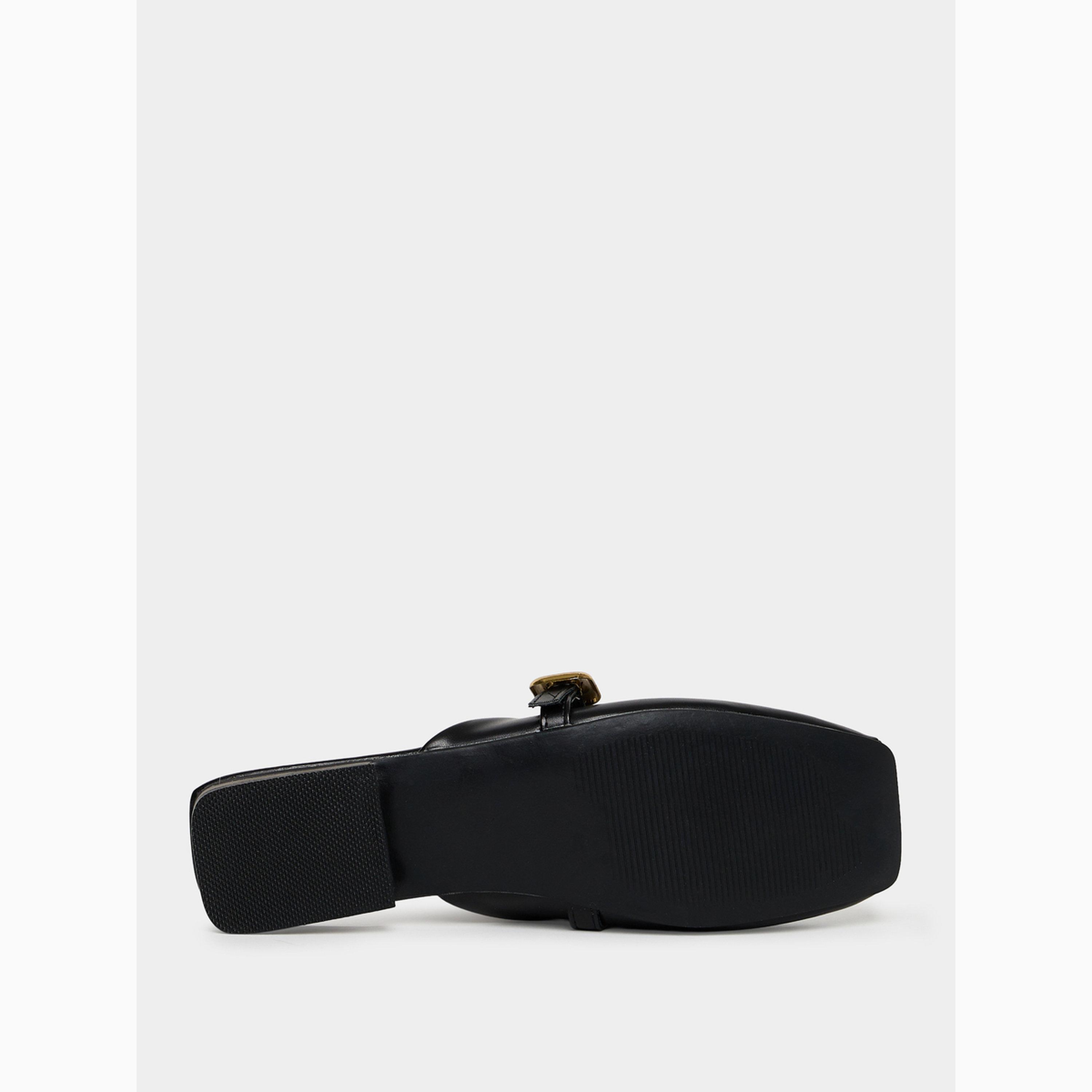 Take Two Black Buckle Flat Sandals-women-shoes-heels-image-6