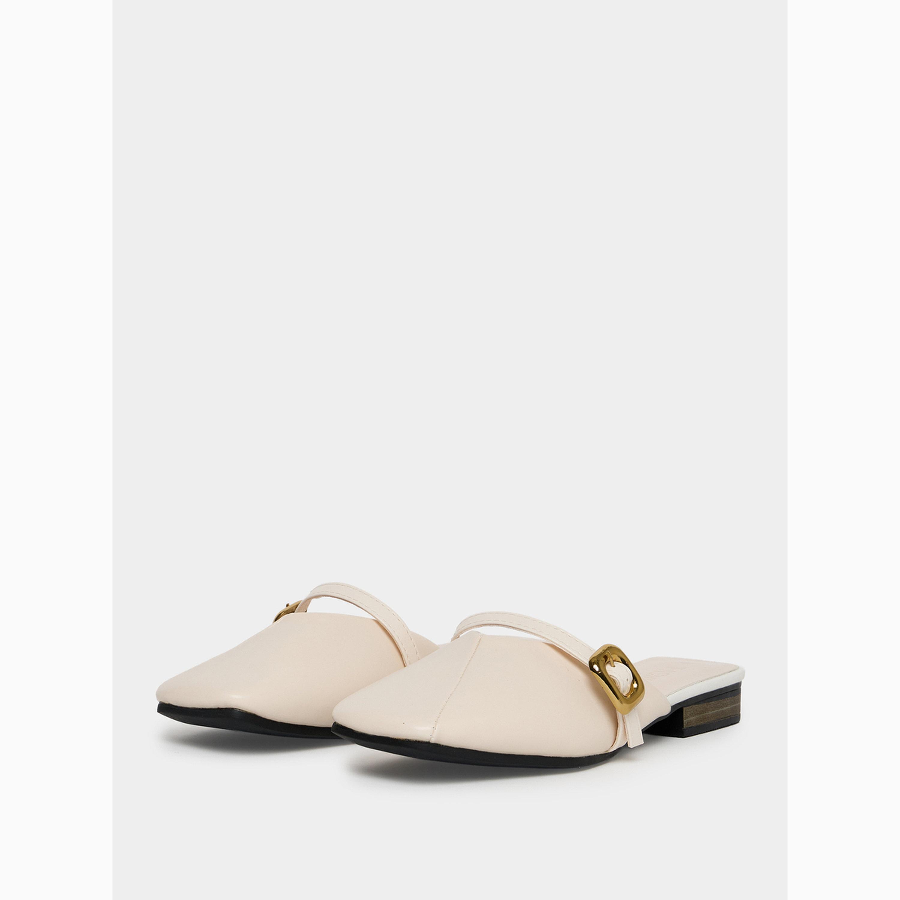 Take Two White Buckle Flat Sandals-women-shoes-heels-image-1
