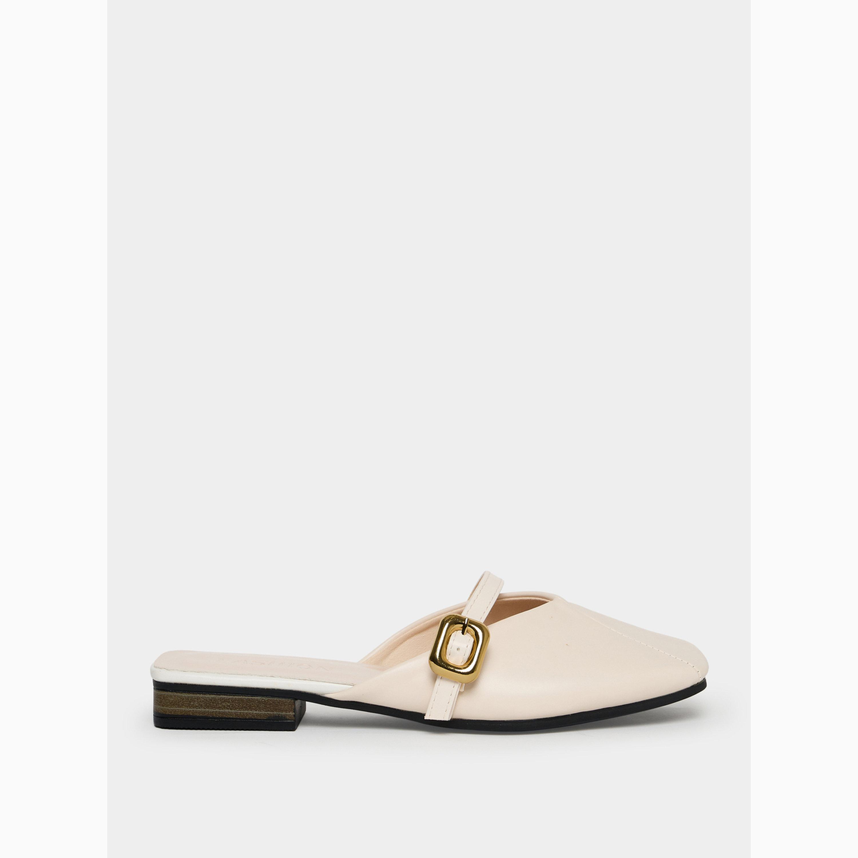 Take Two White Buckle Flat Sandals-women-shoes-heels-image-2