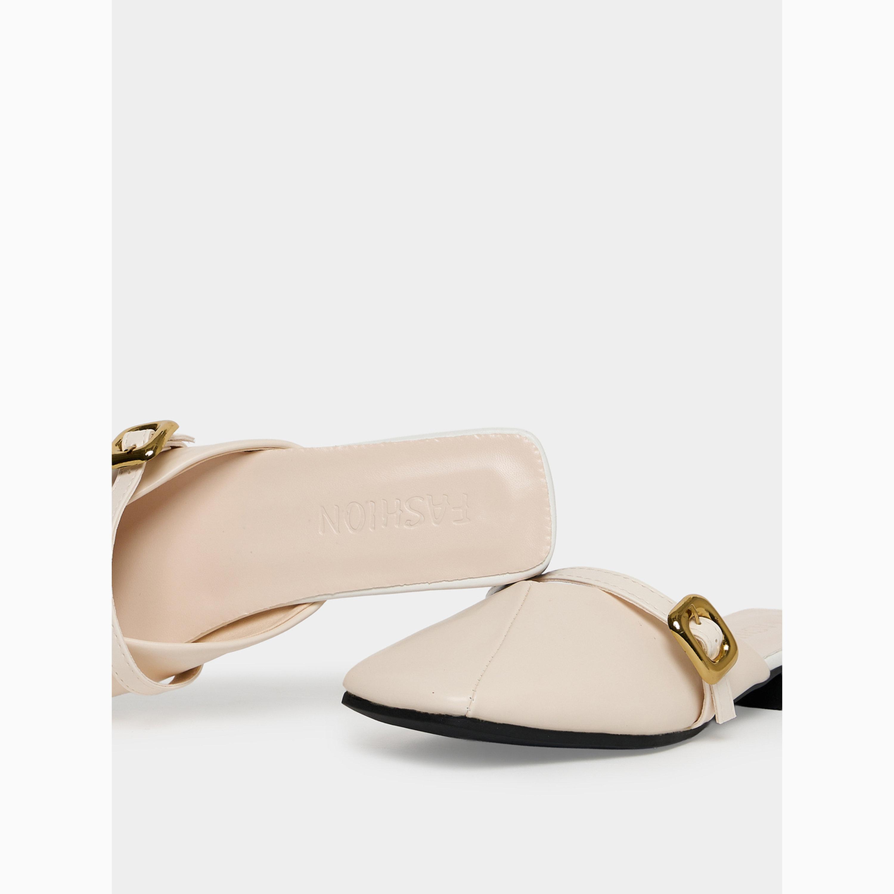 Take Two White Buckle Flat Sandals-women-shoes-heels-image-3