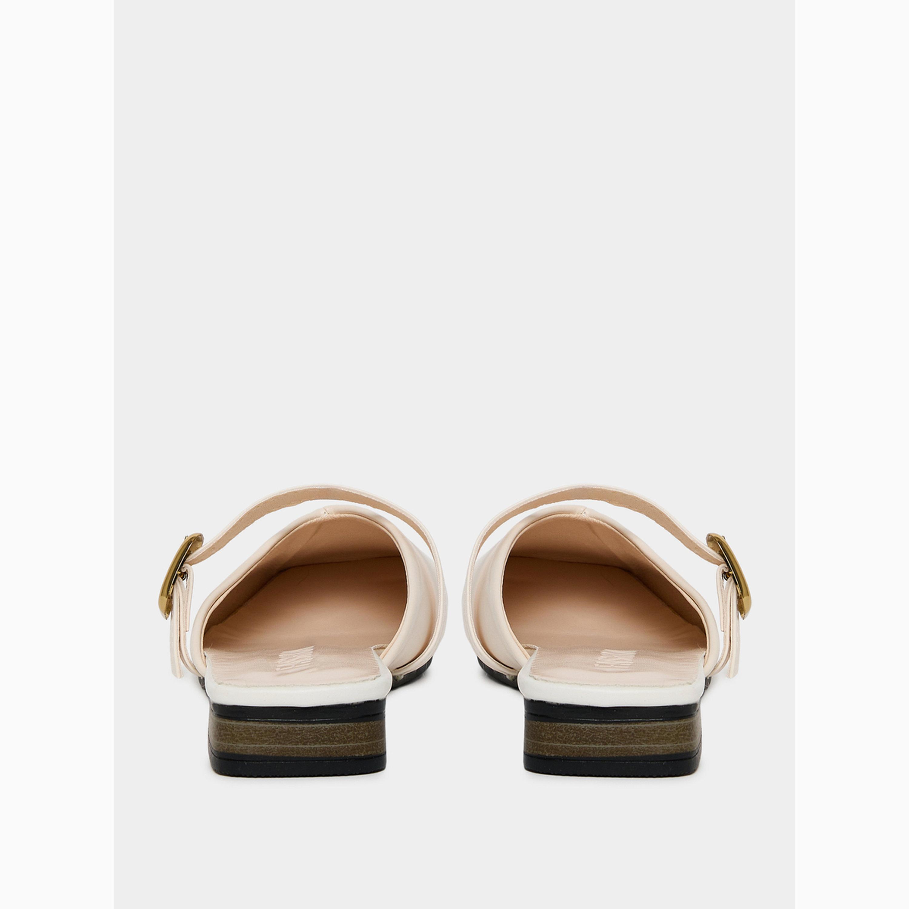 Take Two White Buckle Flat Sandals-women-shoes-heels-image-4