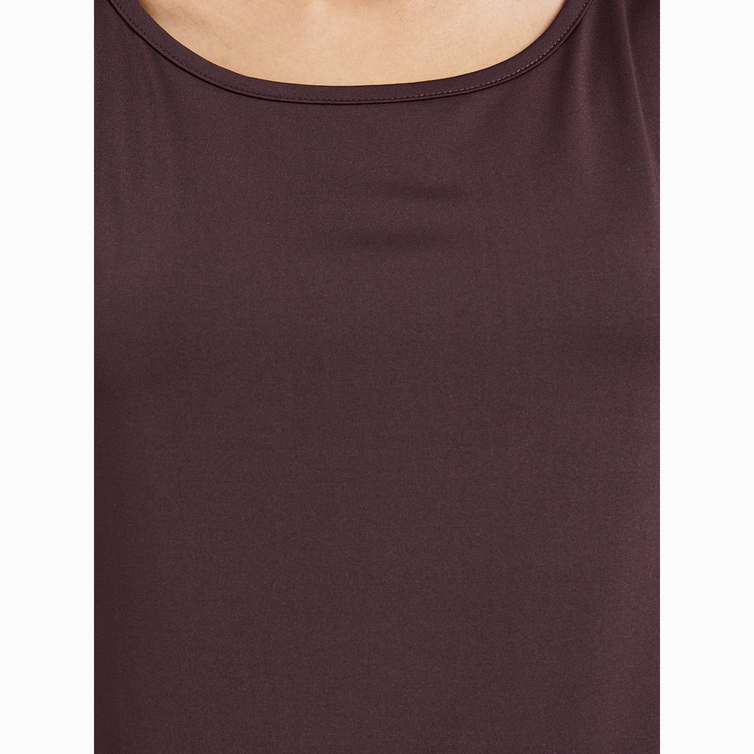 Styli Brown Solid Round Neck Cami Top-women-clothing-shirtsandblouses-blouses-image-3