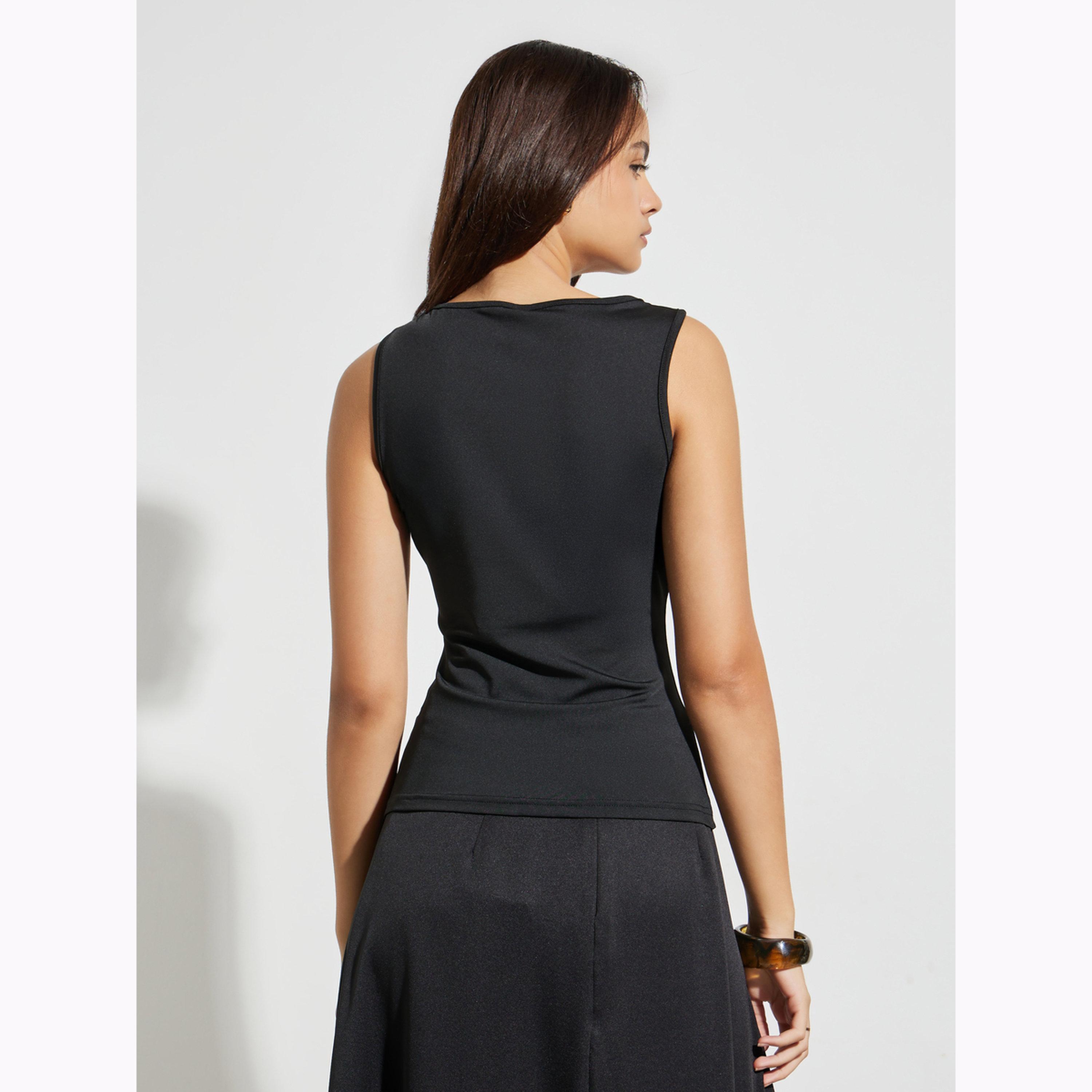 بلوزة بدون أكمام بأزرار بلون أسود-women-clothing-shirtsandblouses-blouses-image-3