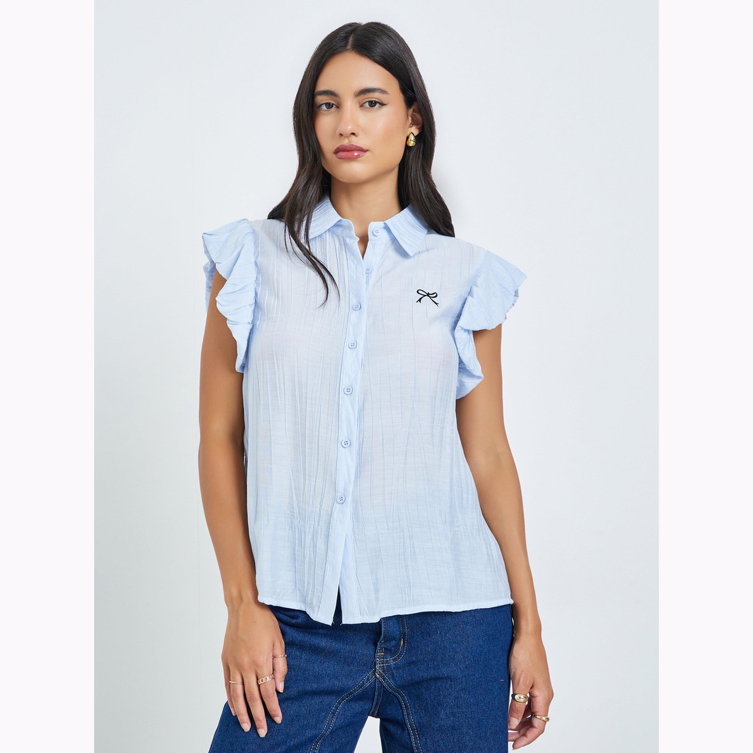 بلوزة بأكمام كشكش وتفاصيل فيونكة-women-clothing-shirtsandblouses-shirts-image-1