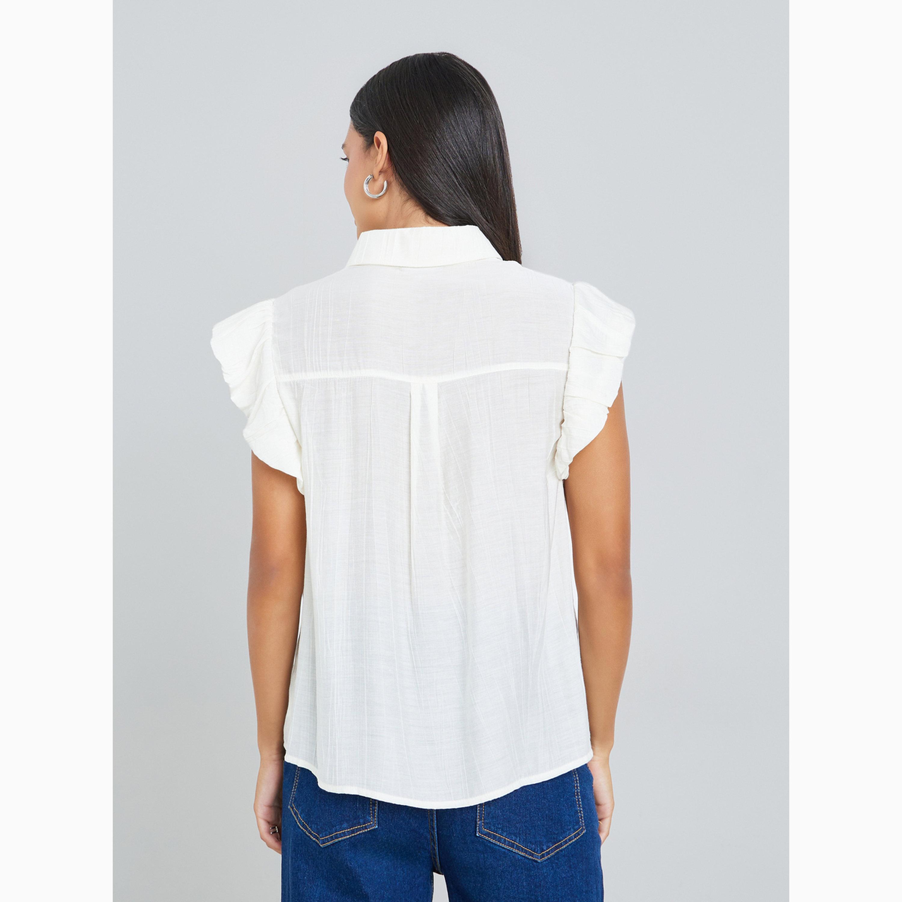 Styli White Ruffle Sleeveless Shirt-women-clothing-shirtsandblouses-shirts-image-5