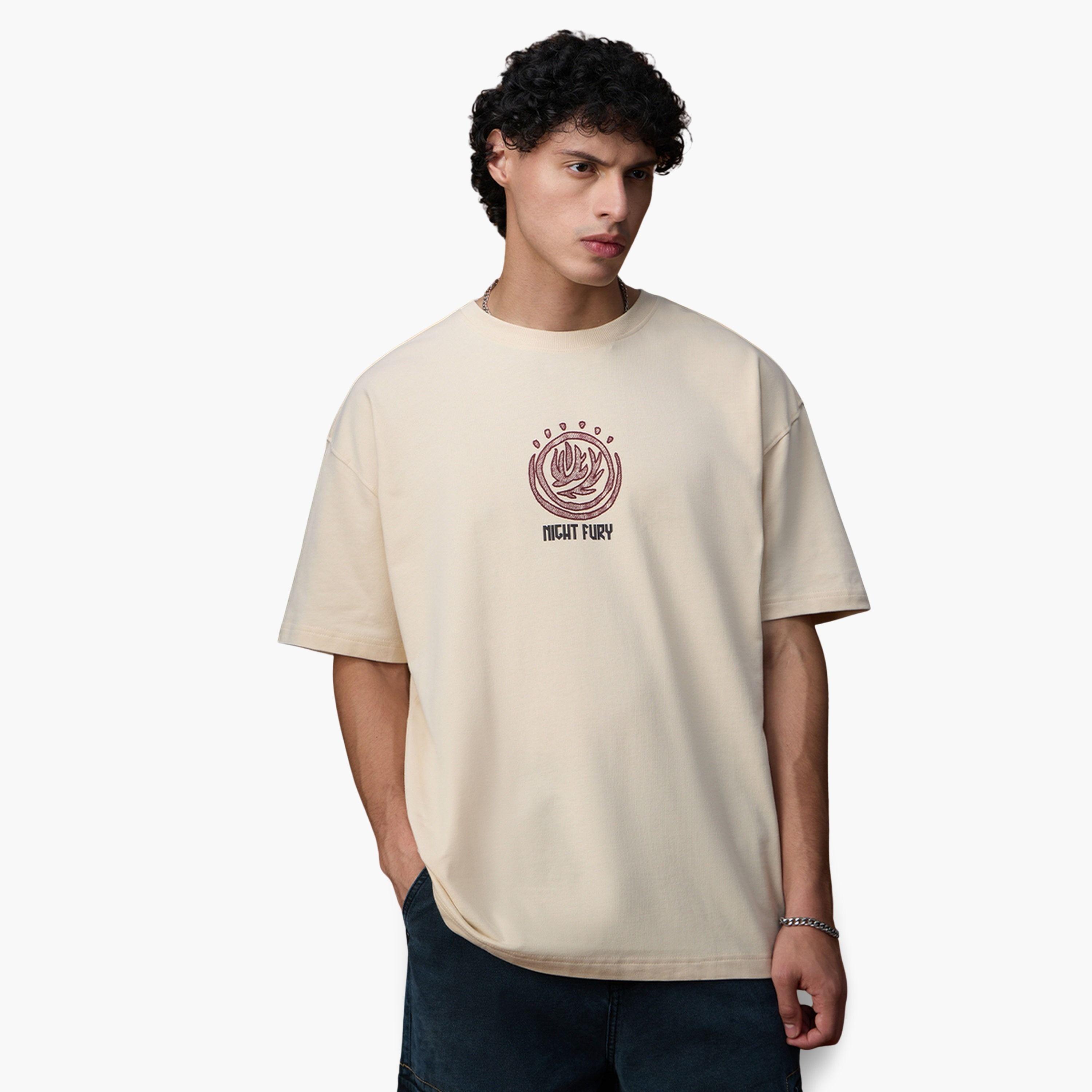 The Souled Store X Styli Cream Night Fury Graphic Oversized T-Shirt-men-clothing-tshirtsandpolos-tshirts-image-1