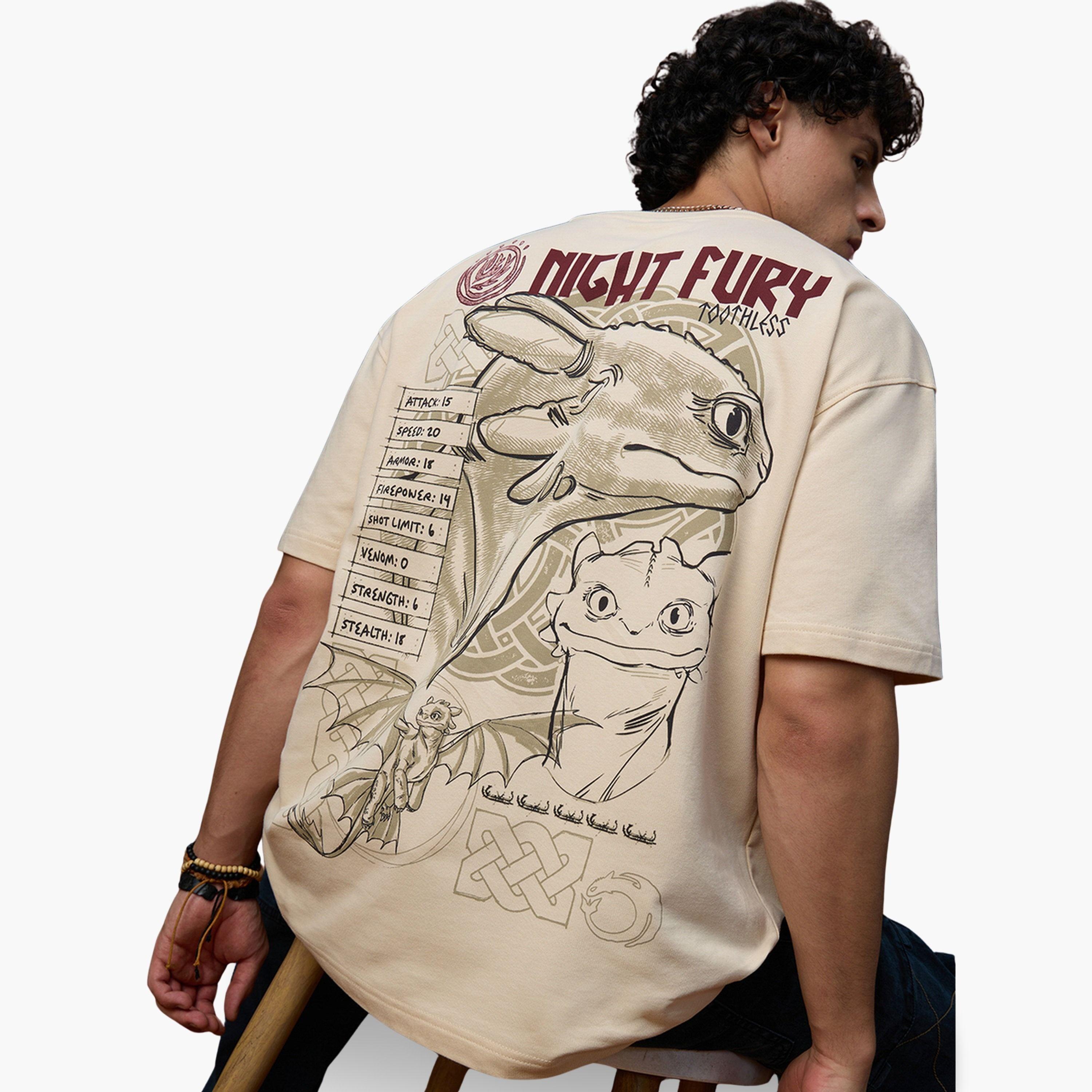 تيشيرت فضفاض بطبعة جرافيك نايت فيوري-men-clothing-tshirtsandpolos-tshirts-image-3
