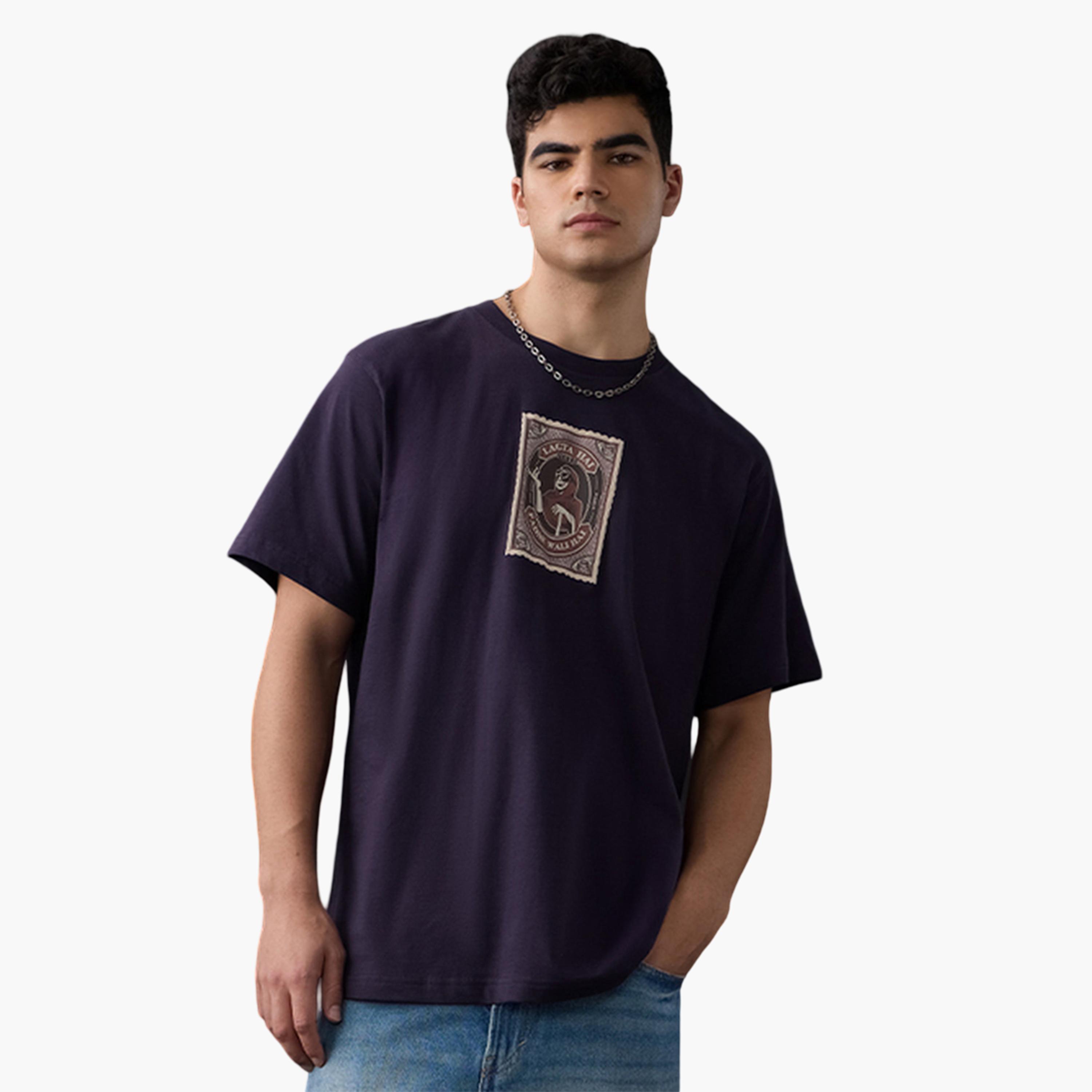 The Souled Store X Styli Purple Golmaal Baraf Relaxed Fit T-Shirt-men-clothing-tshirtsandpolos-tshirts-image-1