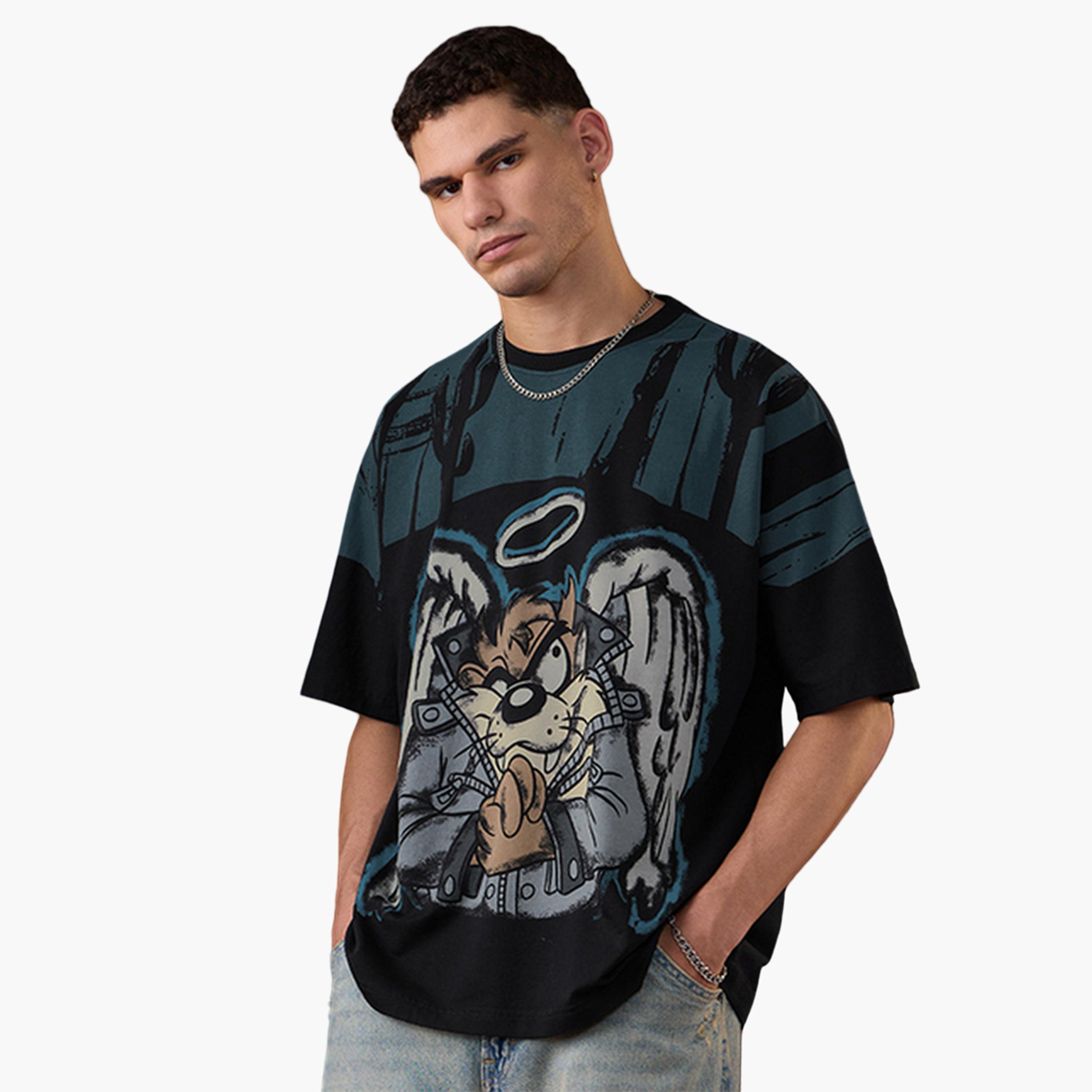 تيشيرت فضفاض بطبعة جرافيك تازمانيا-men-clothing-tshirtsandpolos-tshirts-image-1