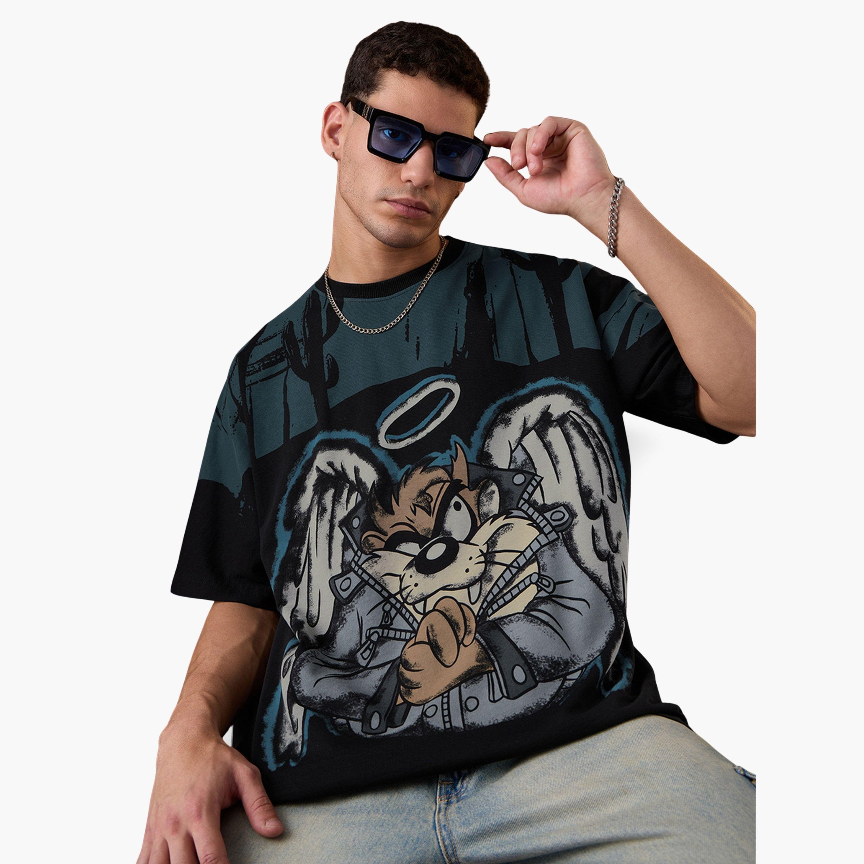 تيشيرت فضفاض بطبعة جرافيك تازمانيا-men-clothing-tshirtsandpolos-tshirts-image-3
