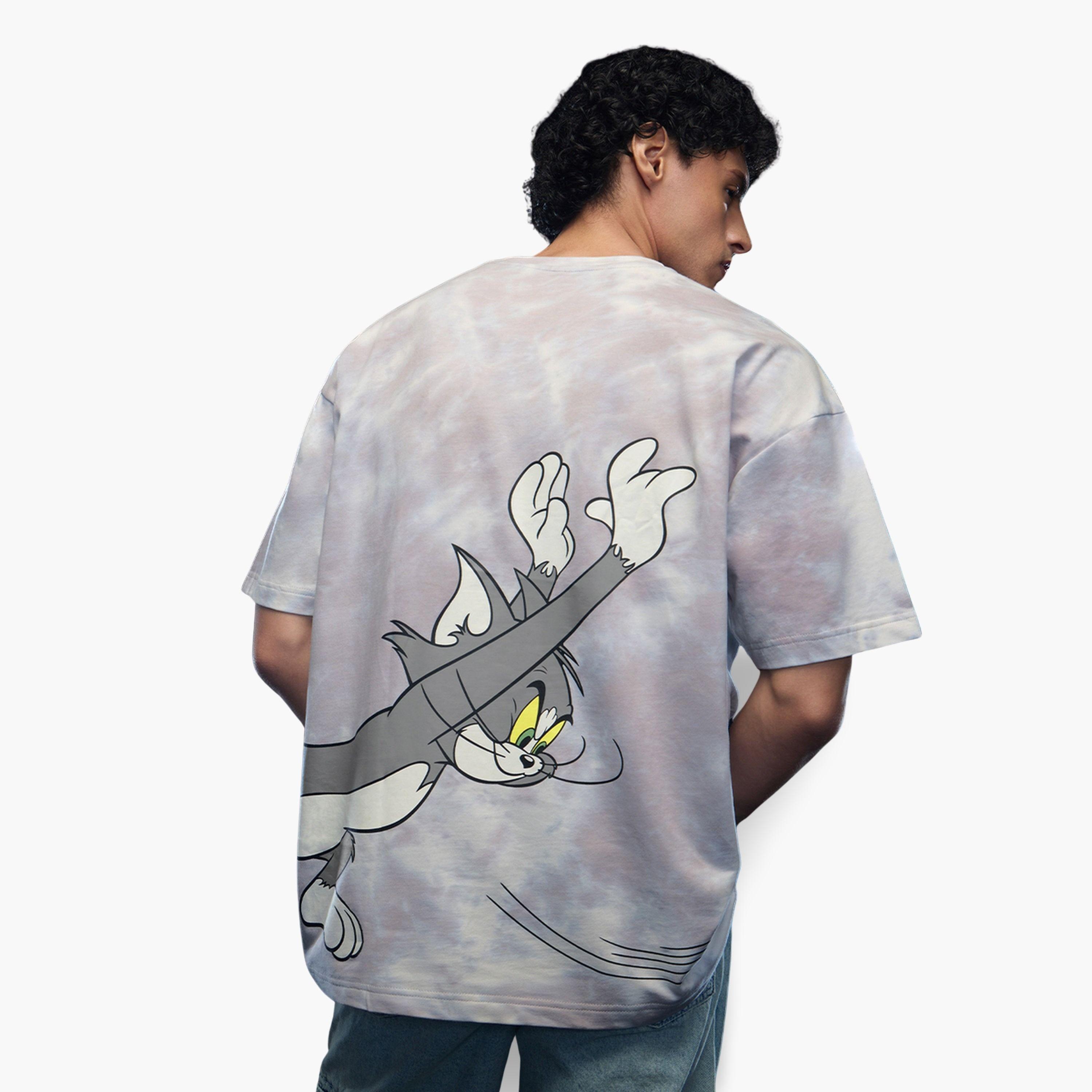 The Souled Store X Styli Grey Tie-Dye Jerry Graphic Oversized T-Shirt-men-clothing-tshirtsandpolos-tshirts-image-3