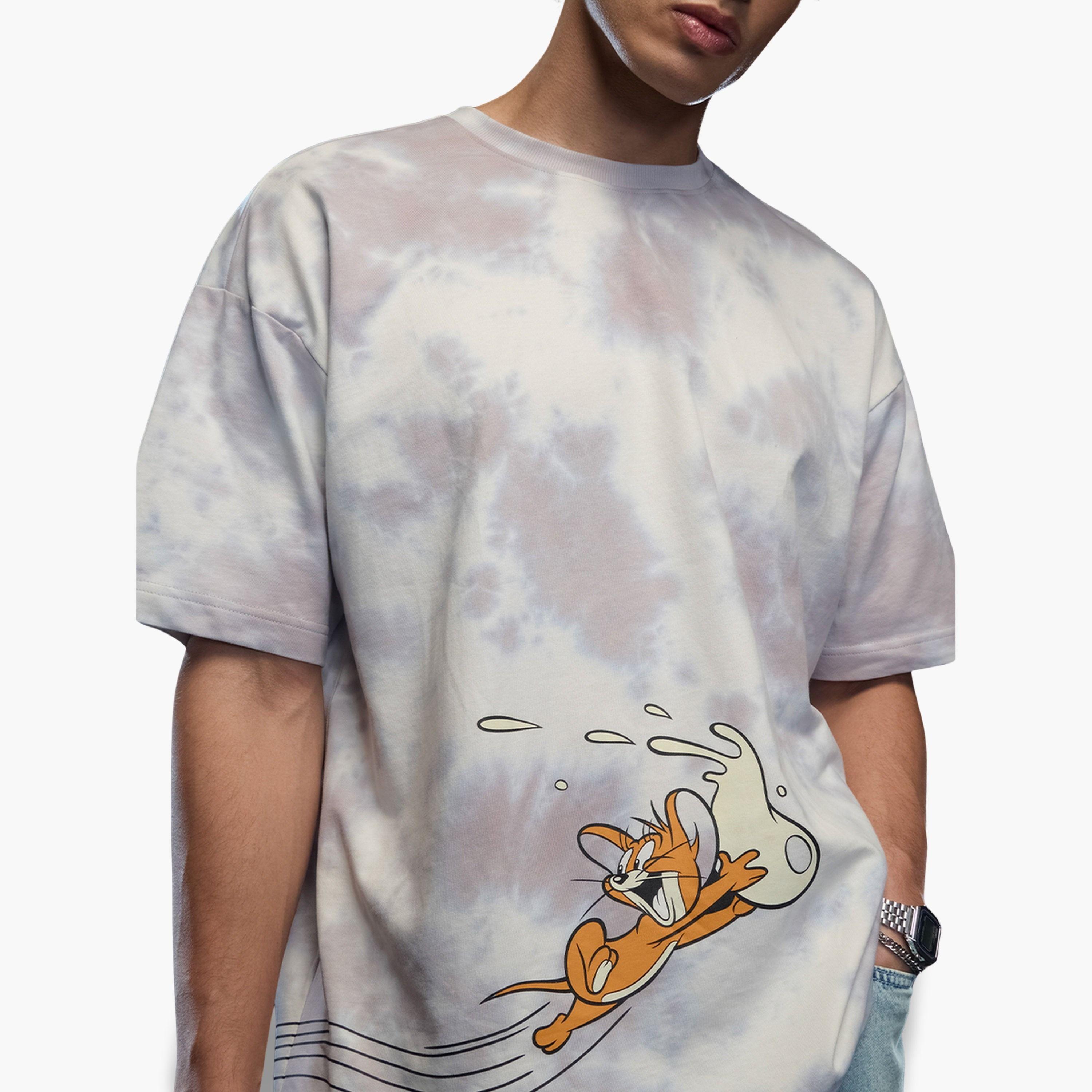 The Souled Store X Styli Grey Tie-Dye Jerry Graphic Oversized T-Shirt-men-clothing-tshirtsandpolos-tshirts-image-5