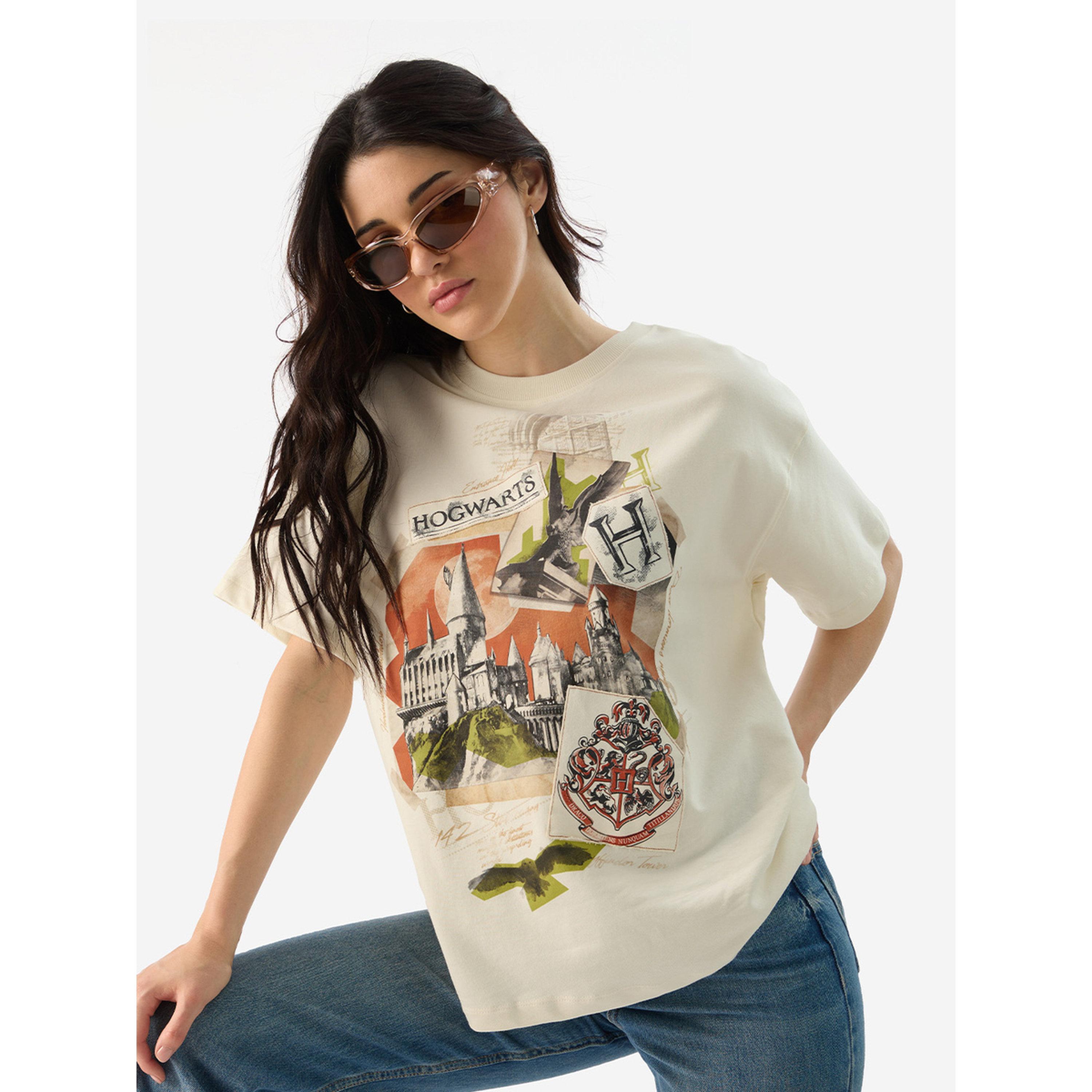 تيشيرت هاري بوتر هوجورتس بقصة واسعة-women-clothing-tshirts-image-1