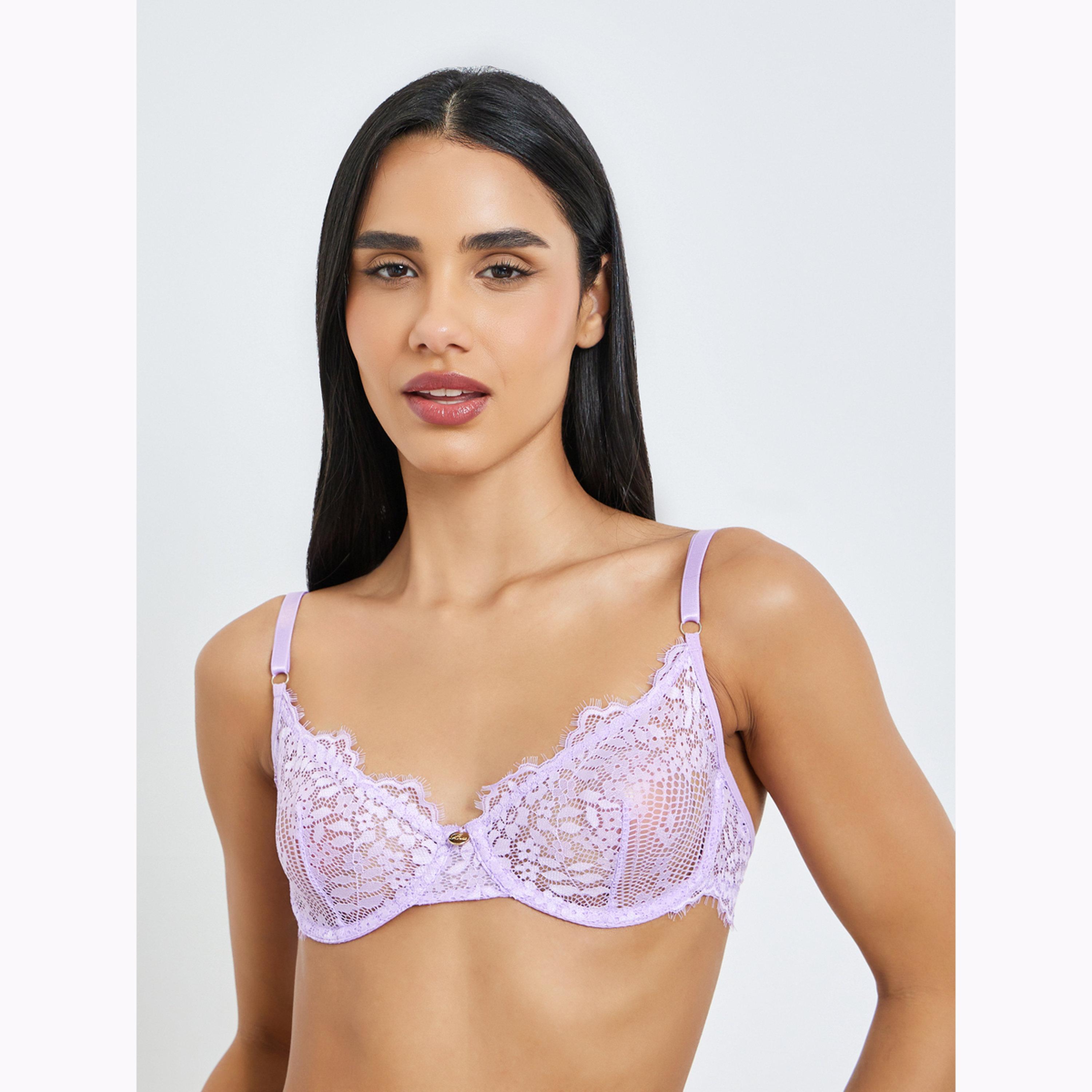 Styli Floral Mesh Non Padded Wired Bra and Thong Brief Set-women-clothing-lingerie-lingeriesets-image-2