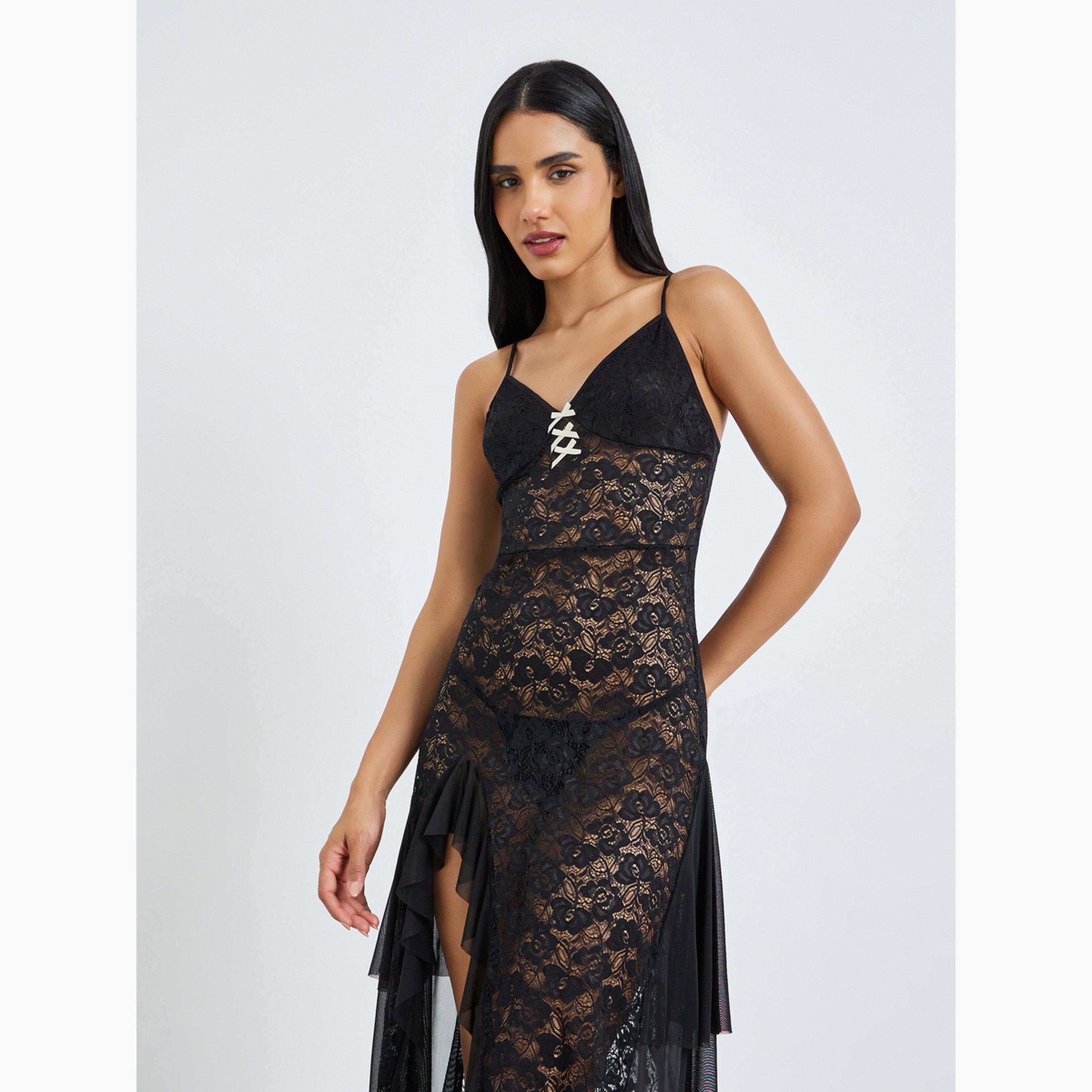 قميص نوم دانتيل بكشكش مع سروال تحتاني-women-clothing-lingerie-lingeriesets-image-3