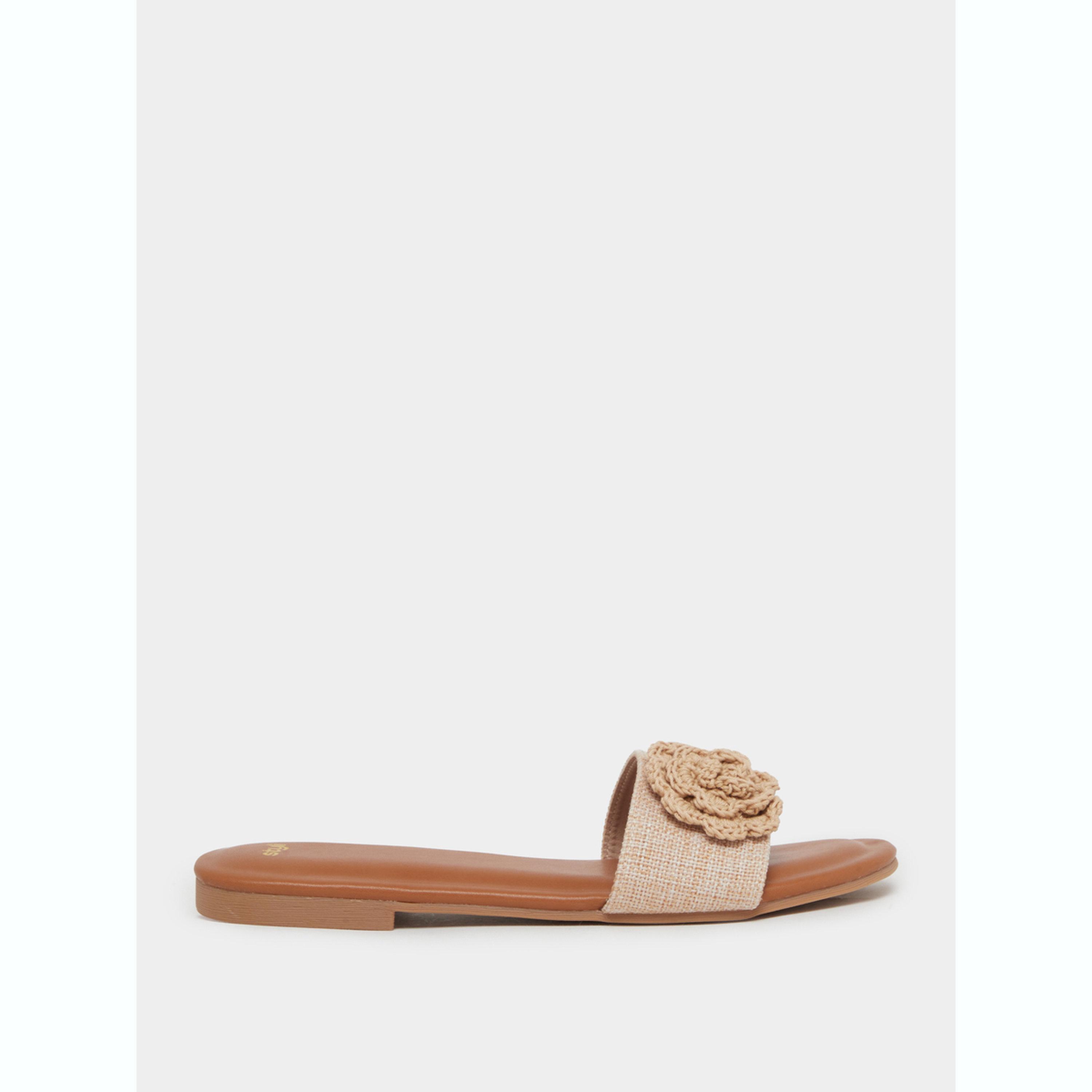 Styli Crochet Flower Detail Sandals-women-shoes-sandals-flats-image-2