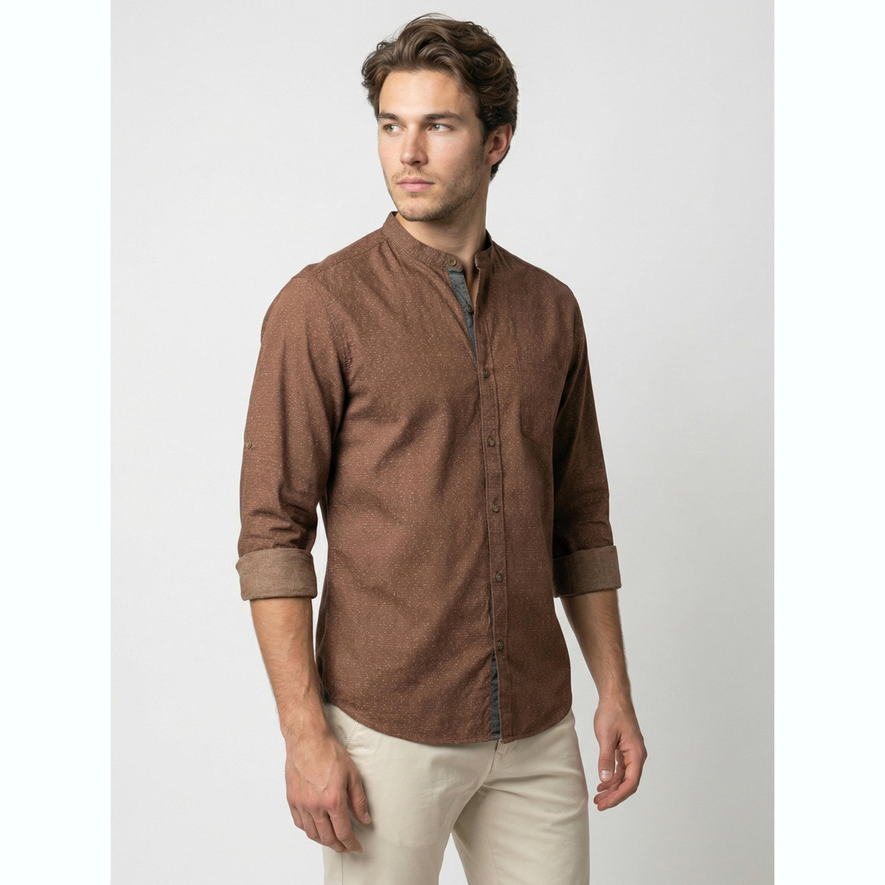 قميص بياقة ماندارين رجالي لون بيج-men-clothing-shirts-image-3