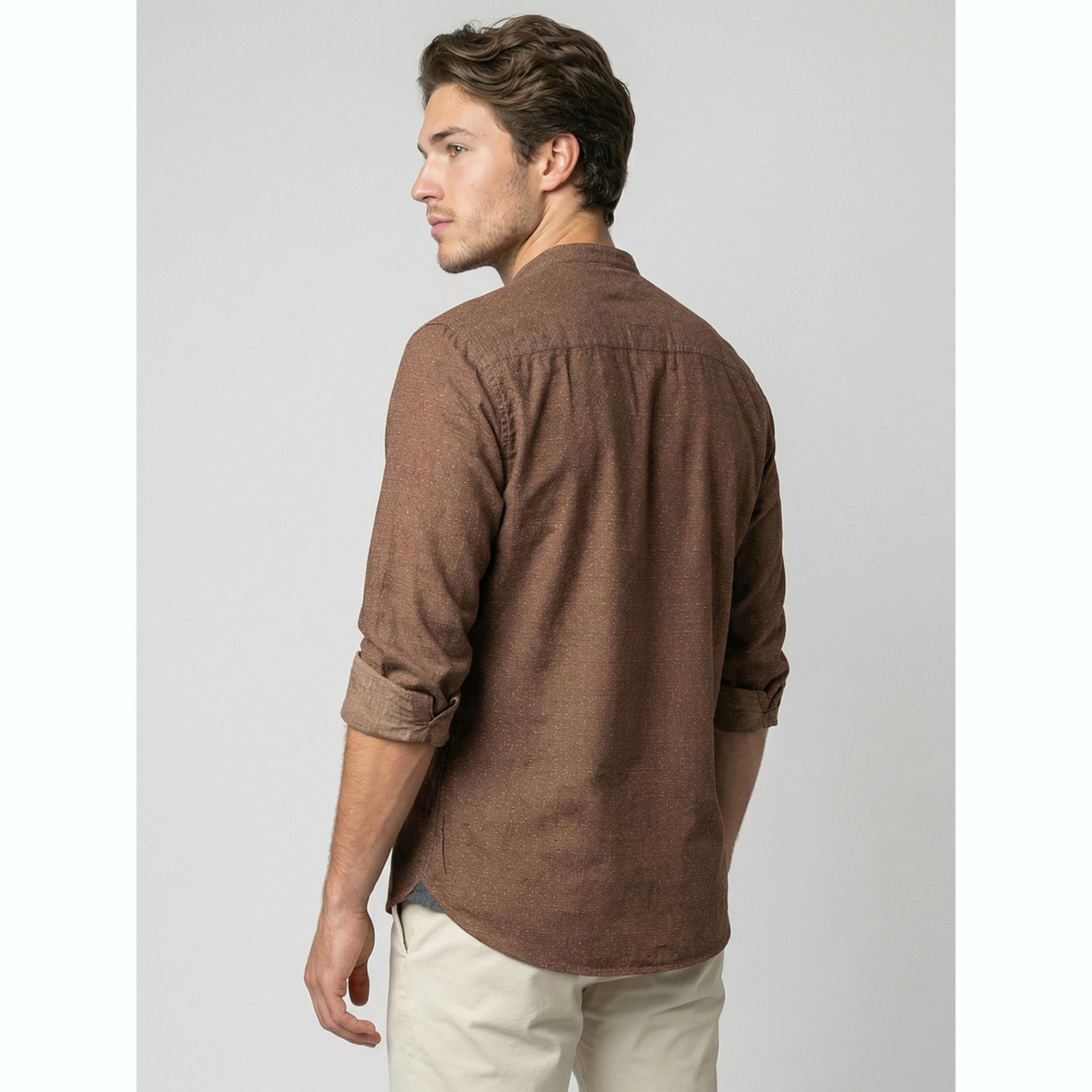قميص بياقة ماندارين رجالي لون بيج-men-clothing-shirts-image-5