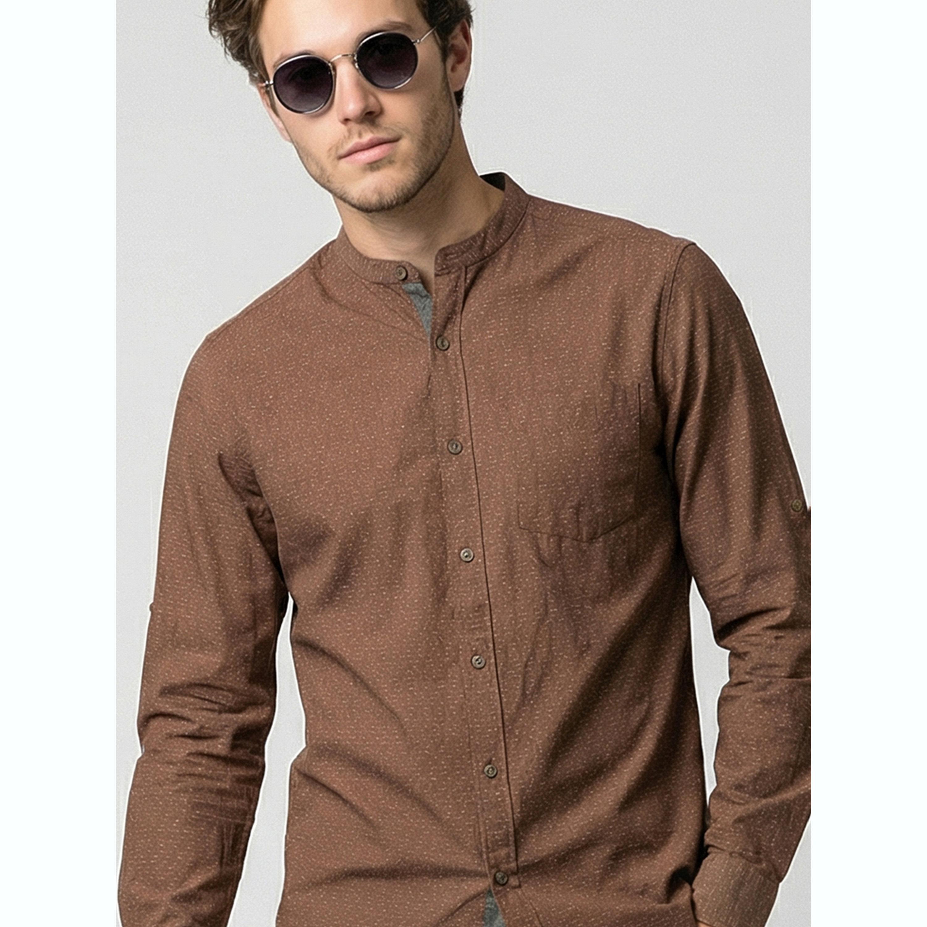 قميص بياقة ماندارين رجالي لون بيج-men-clothing-shirts-image-6