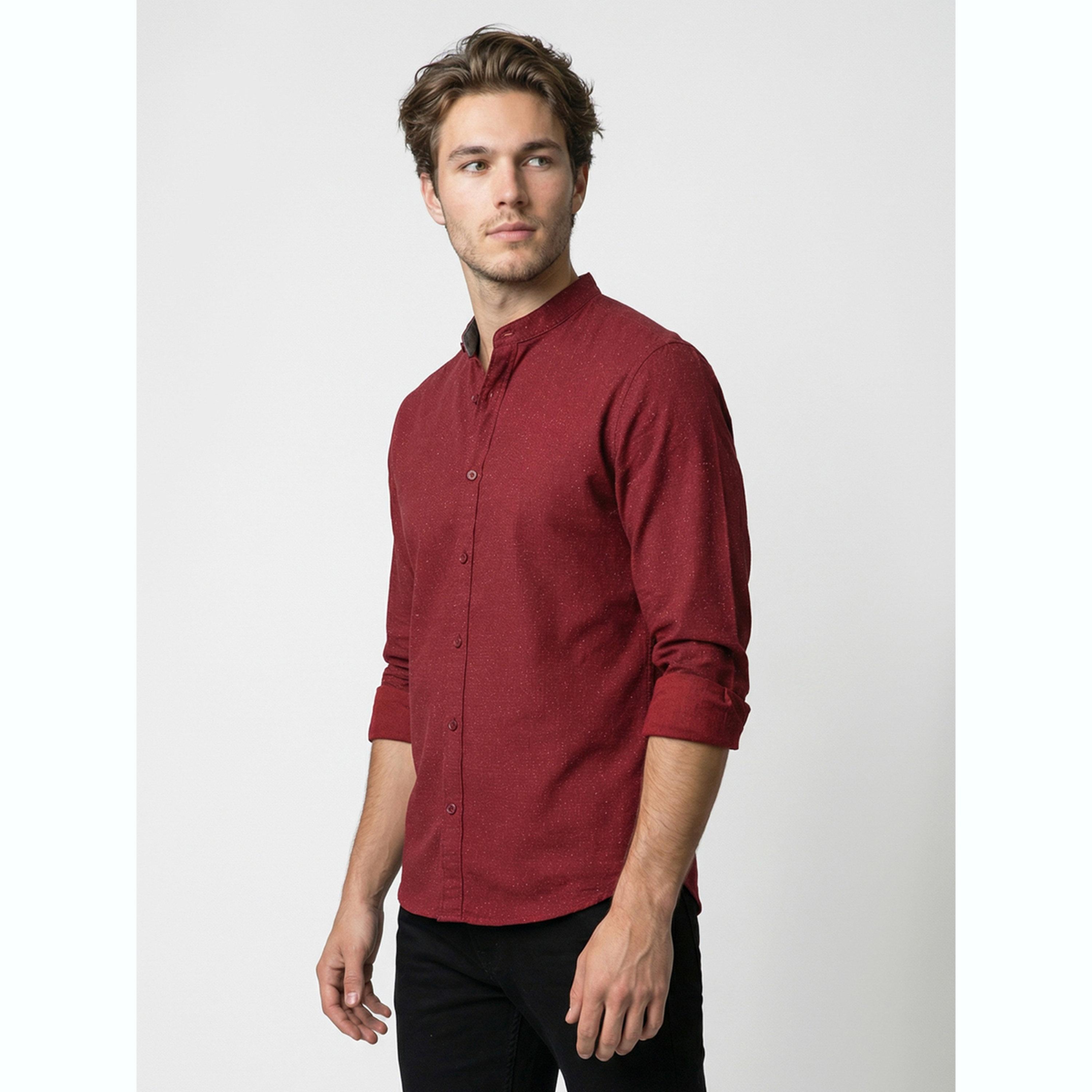 Take Two Men Red Mandarin Collar Shirt-men-clothing-shirts-image-3