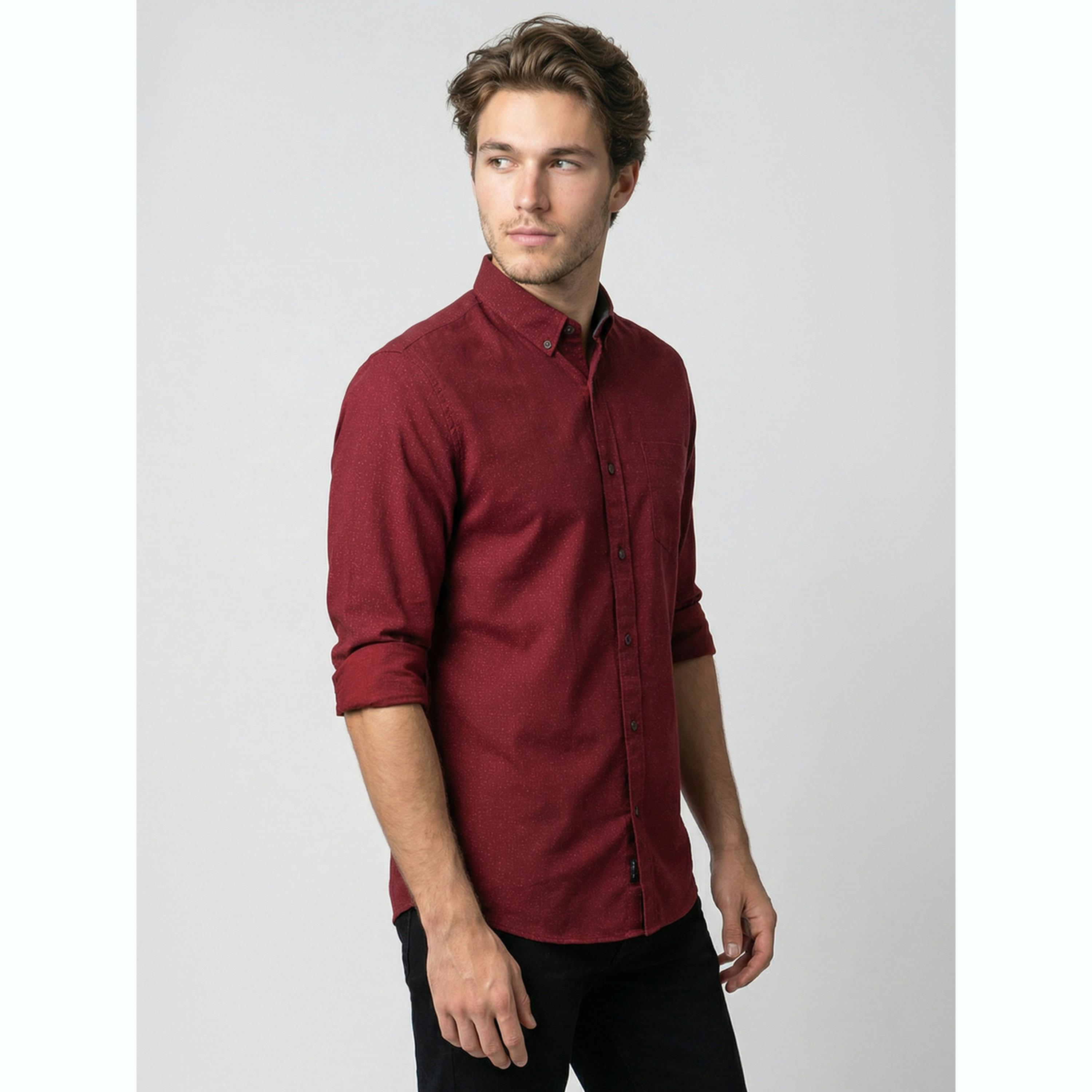 Take Two Men Red Mandarin Collar Shirt-men-clothing-shirts-image-4