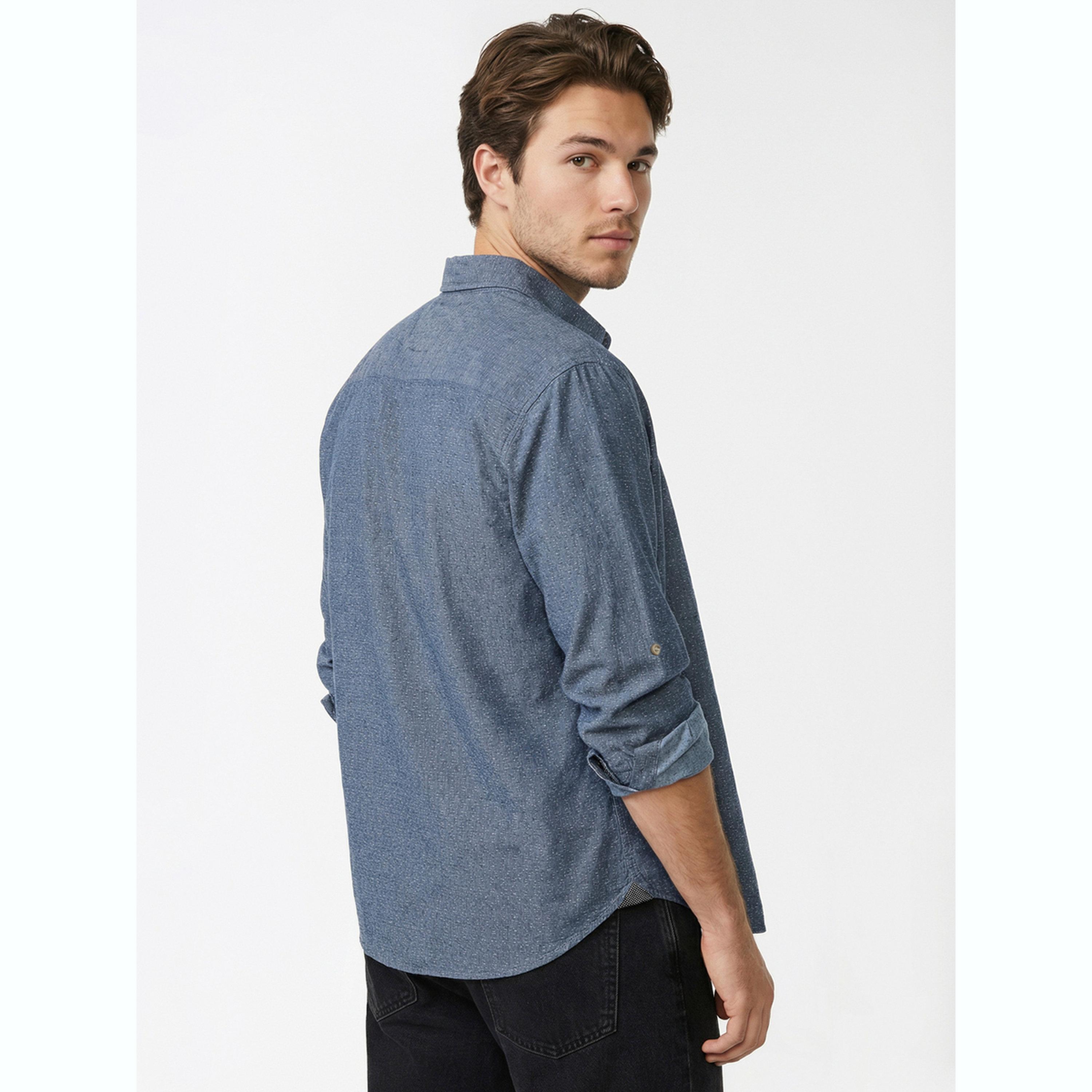 قميص دنيم بياقة مفرودة رجالي لون أزرق-men-clothing-shirts-image-4