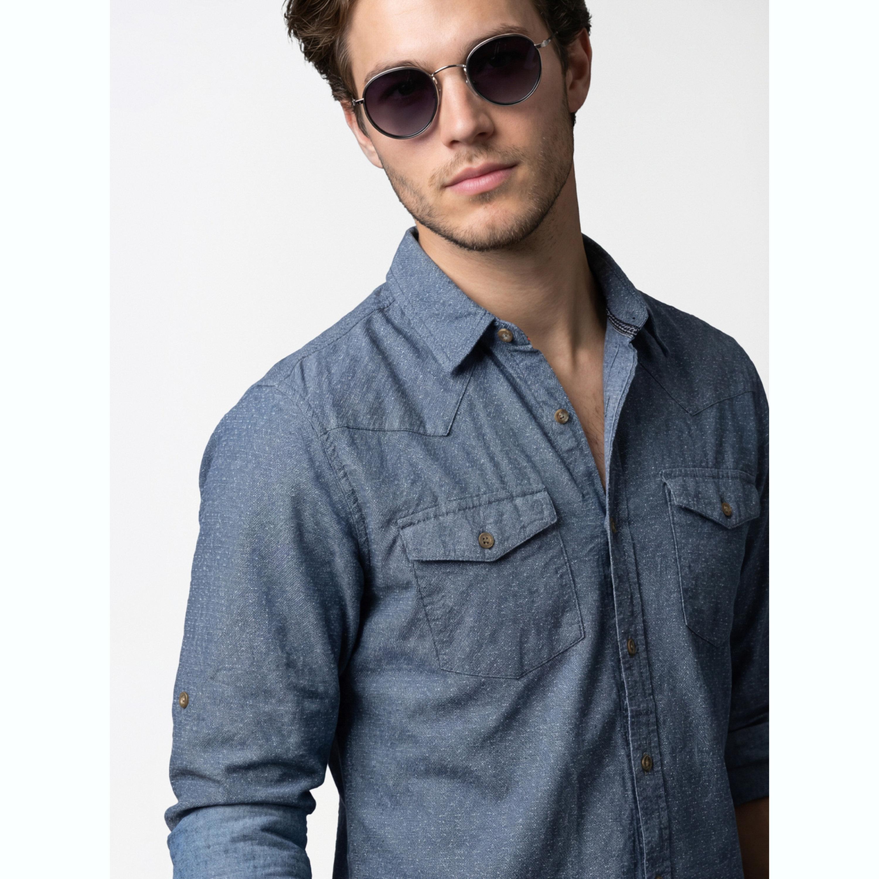قميص دنيم بياقة مفرودة رجالي لون أزرق-men-clothing-shirts-image-6