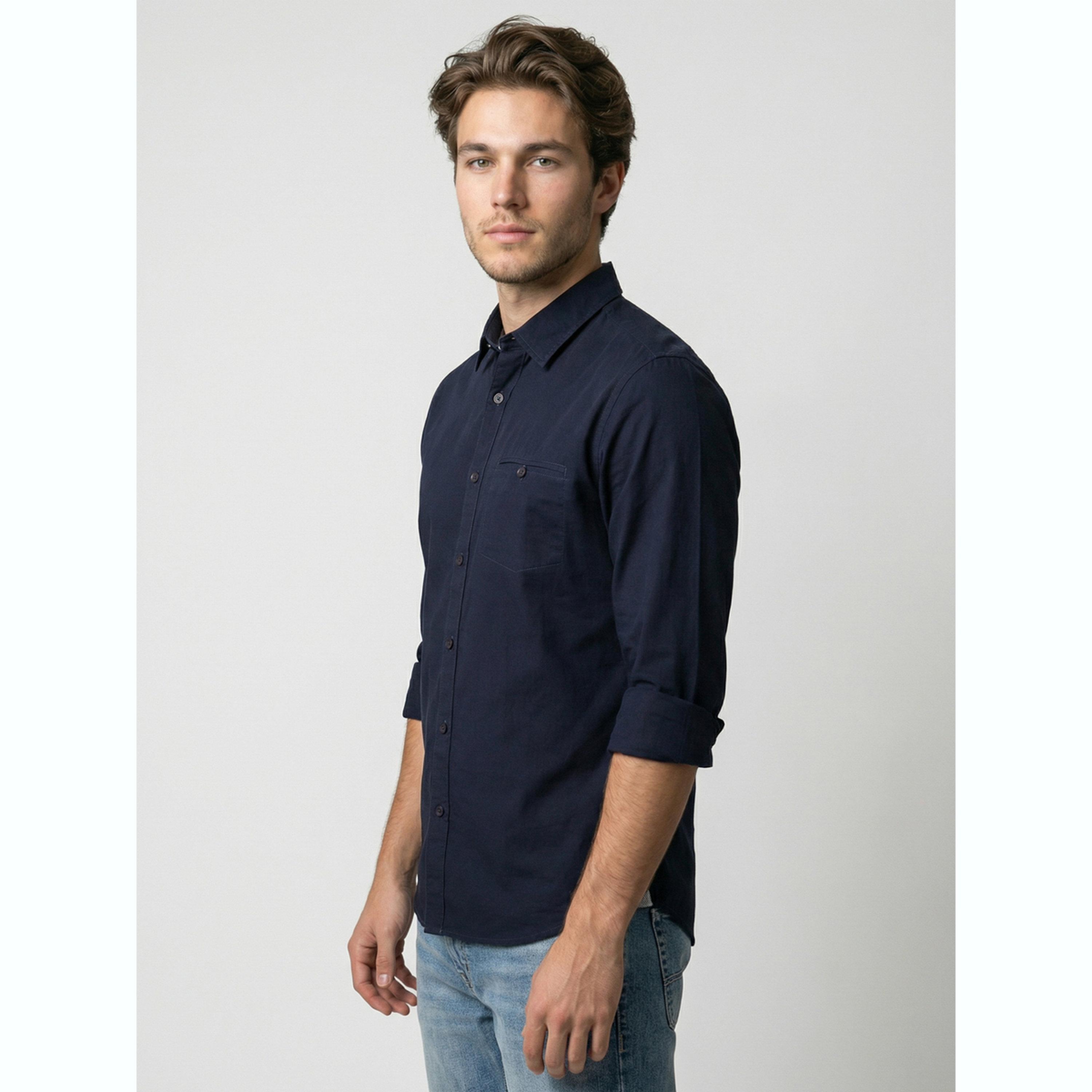 قميص بياقة مفرودة رجالي لون كحلي-men-clothing-shirts-image-4