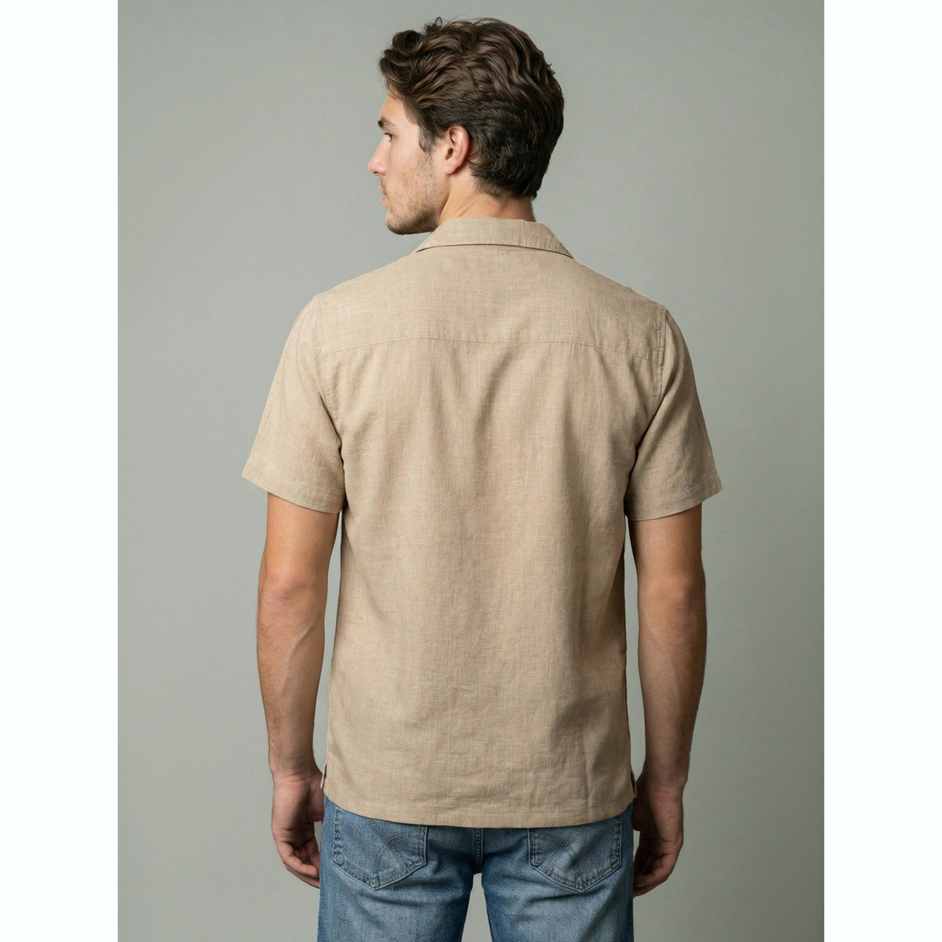 Take Two Men Beige Linen Cuban Collar Shirt-men-clothing-shirts-image-5