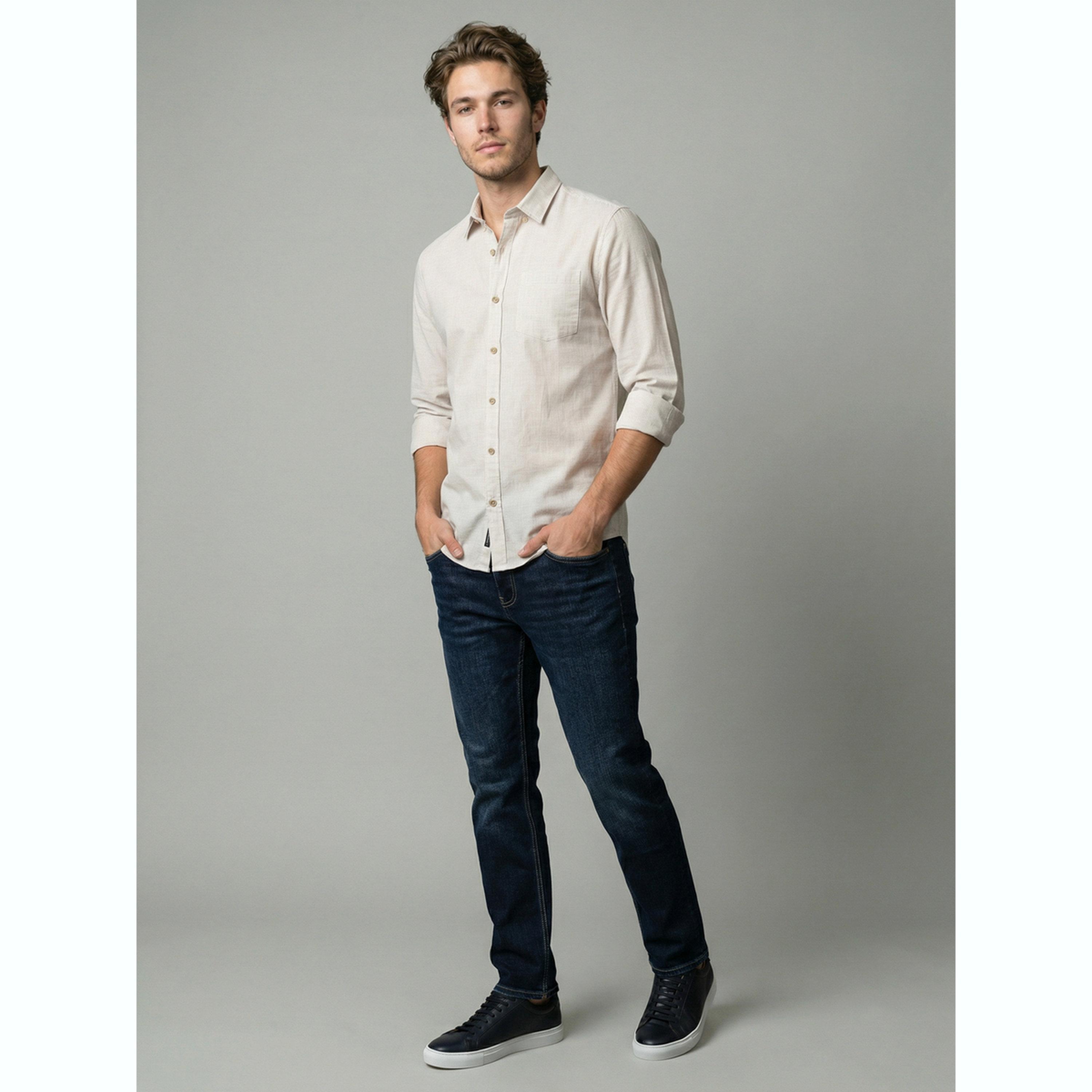 قميص من مزيج الكتان رجالي لون أوف وايت-men-clothing-shirts-image-2