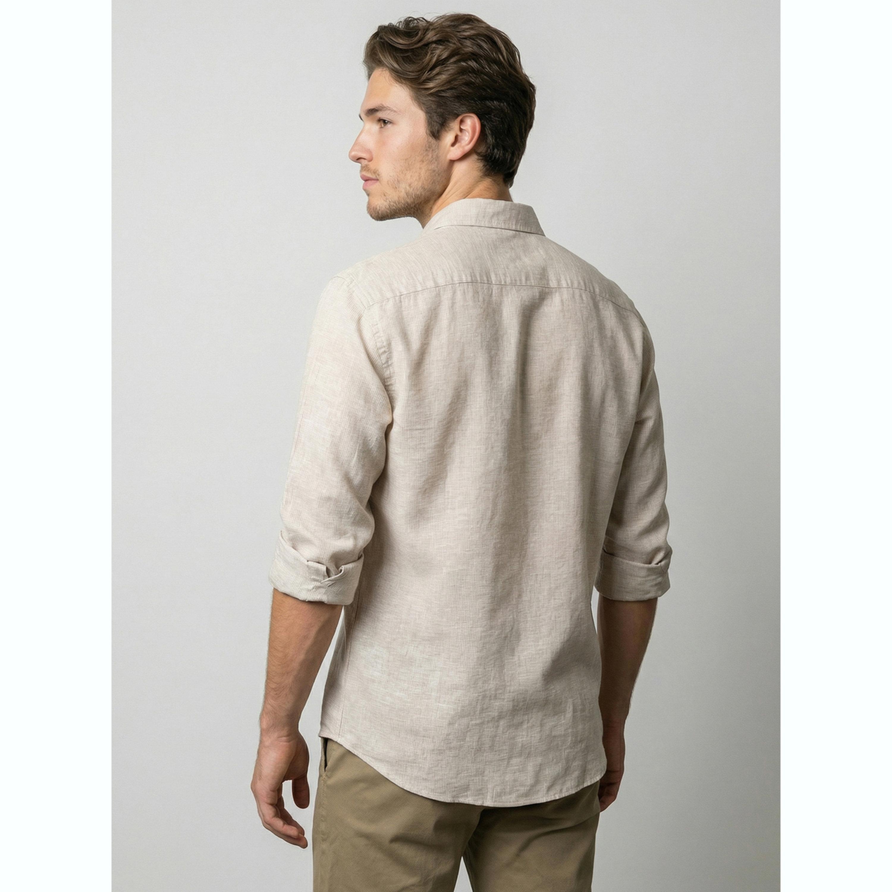 قميص بأكمام طويلة وتفاصيل بارزة الملمس رجالي لون بيج-men-clothing-shirts-image-5