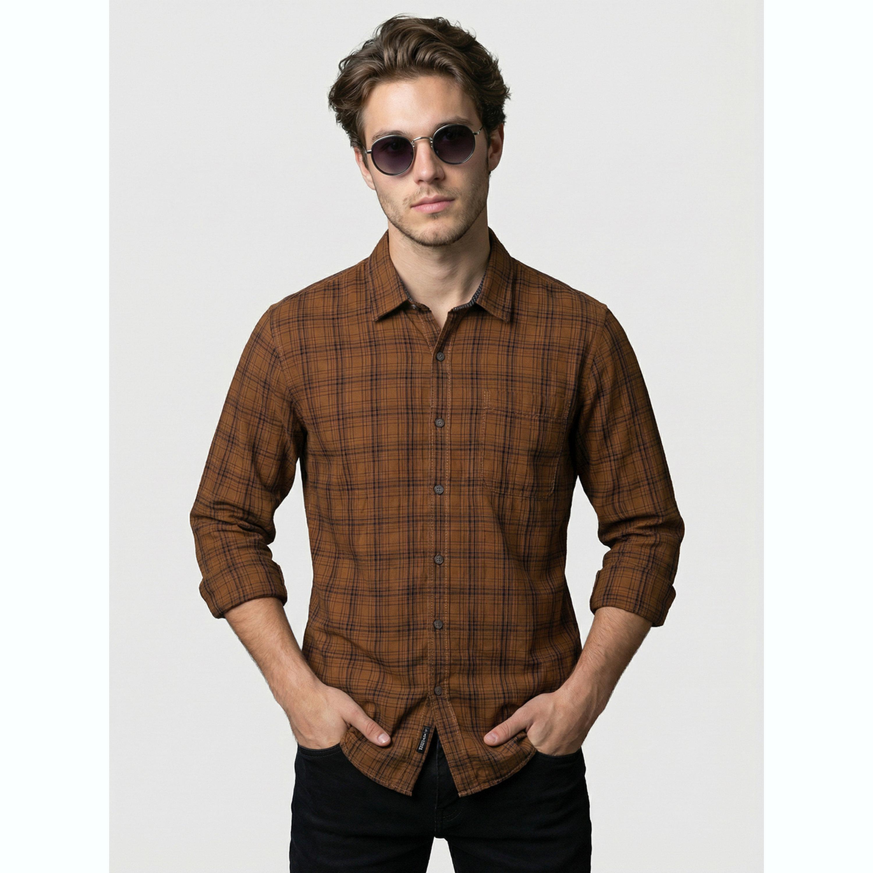 قميص بأكمام طويلة ونمط مربعات رجالي-men-clothing-shirts-image-1