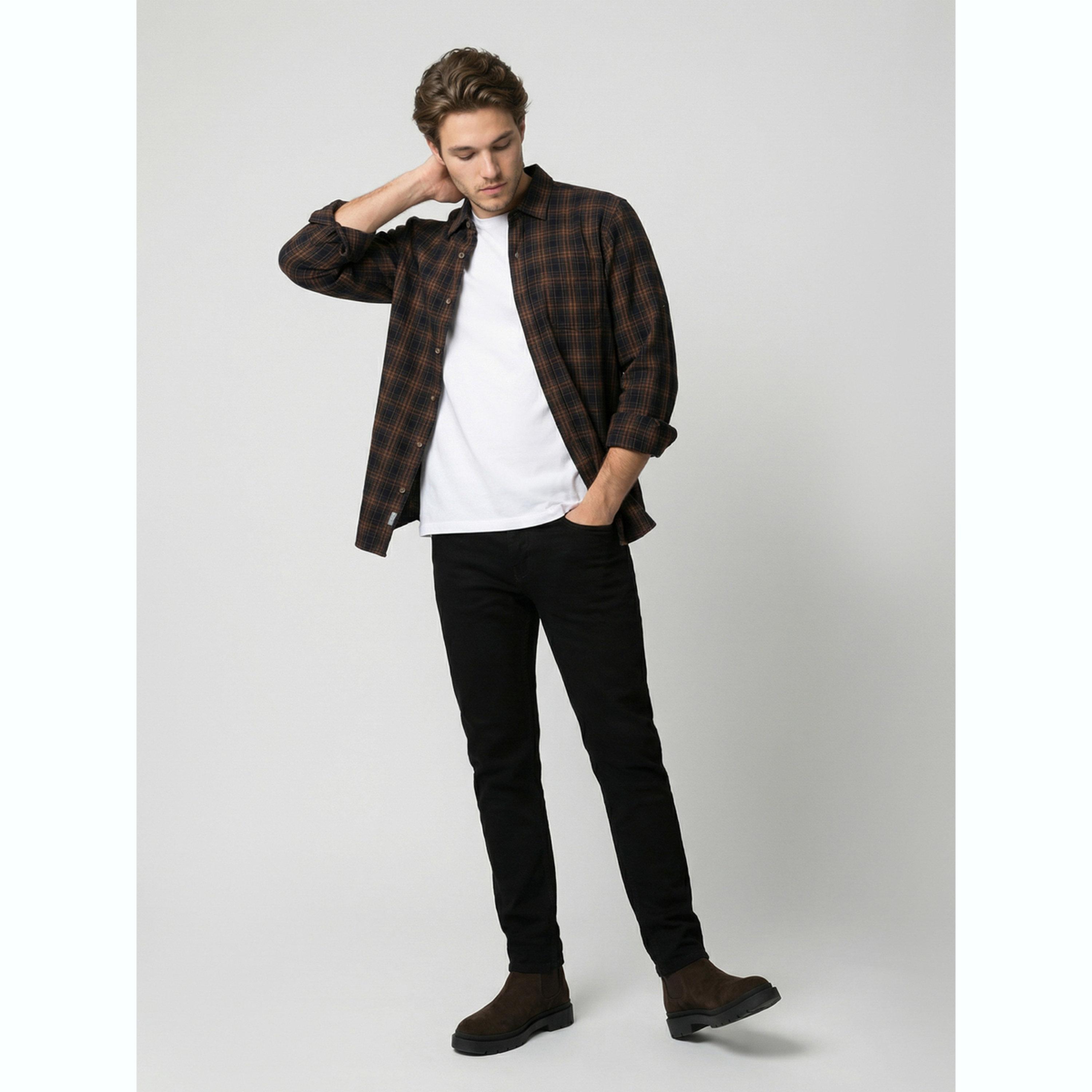 قميص فلانيل كاروهات رجالي لون كحلي-men-clothing-shirts-image-2
